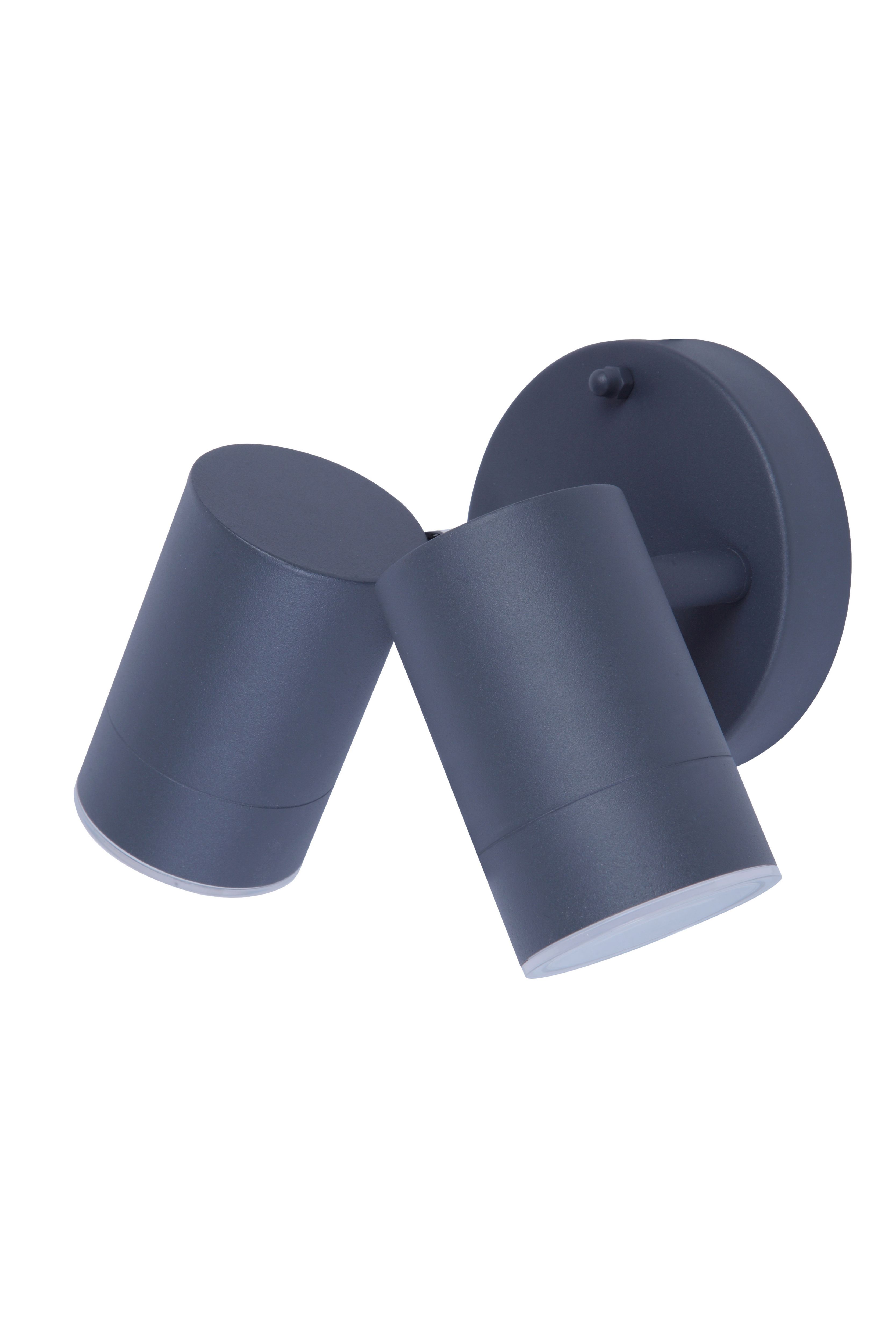 GoodHome Adjustable Matt Dark grey Mains-powered Integrated LED Outdoor Double Wall light 760lm (Dia)6cm