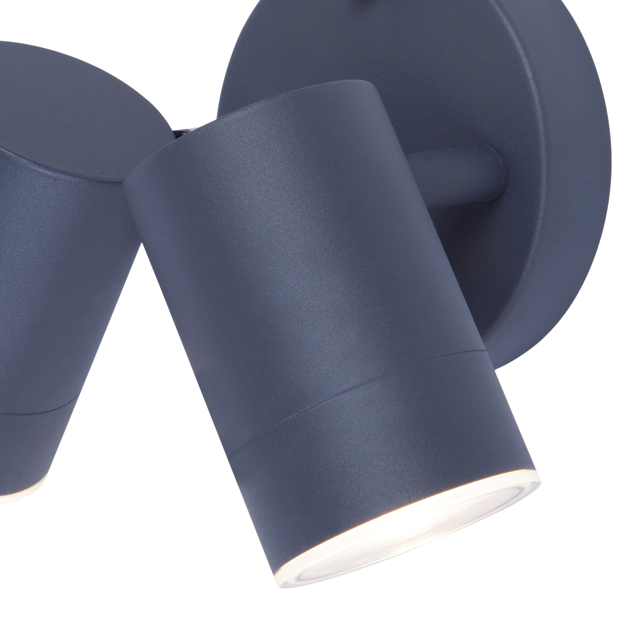 GoodHome Adjustable Matt Dark grey Mains-powered Integrated LED Outdoor Double Wall light 760lm (Dia)6cm