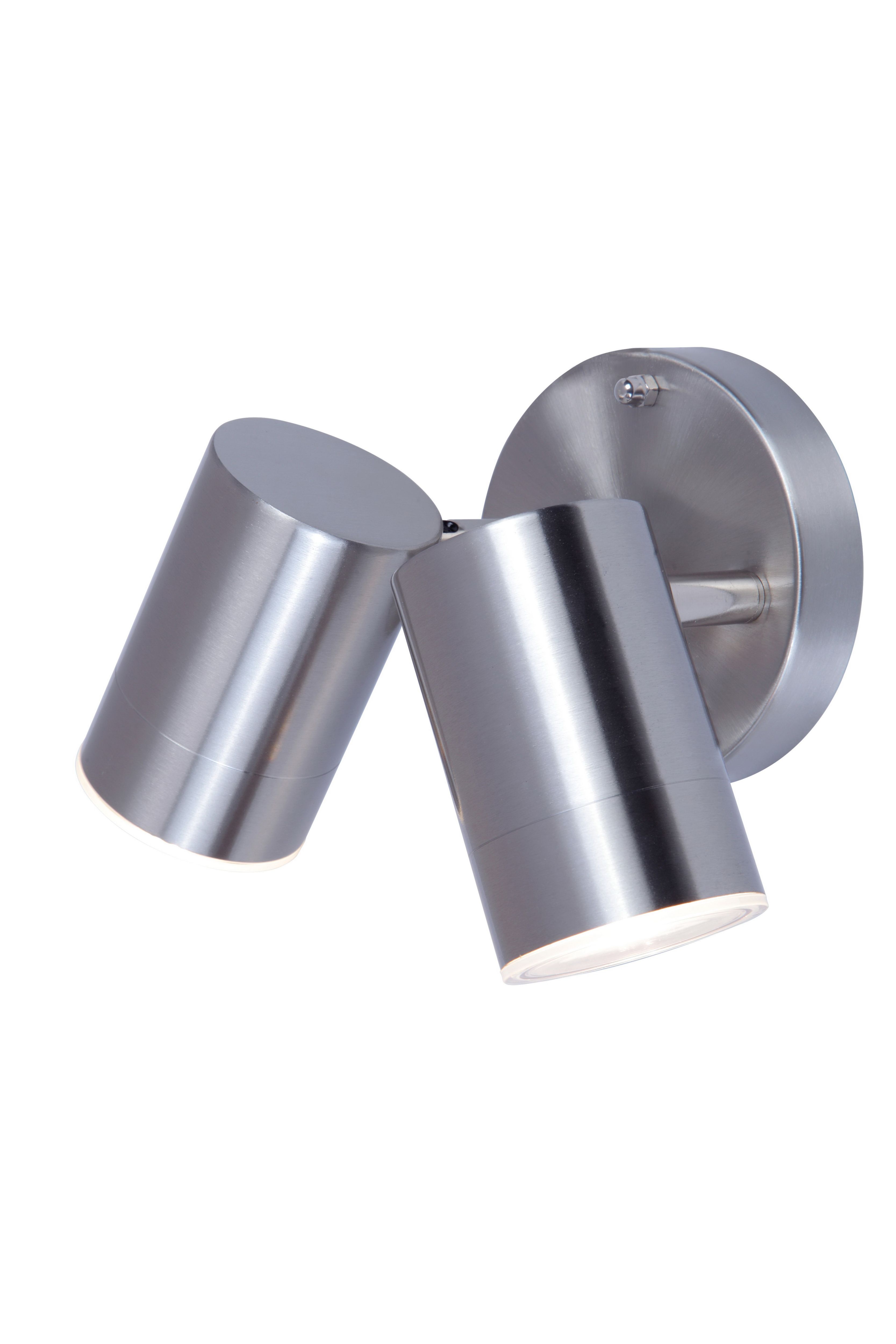 GoodHome Adjustable Stainless steel Mains-powered Integrated LED Outdoor Double Wall light 760lm (Dia)6cm