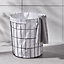 GoodHome Aetna Black & white Polyester (PES) Laundry bag, 50L