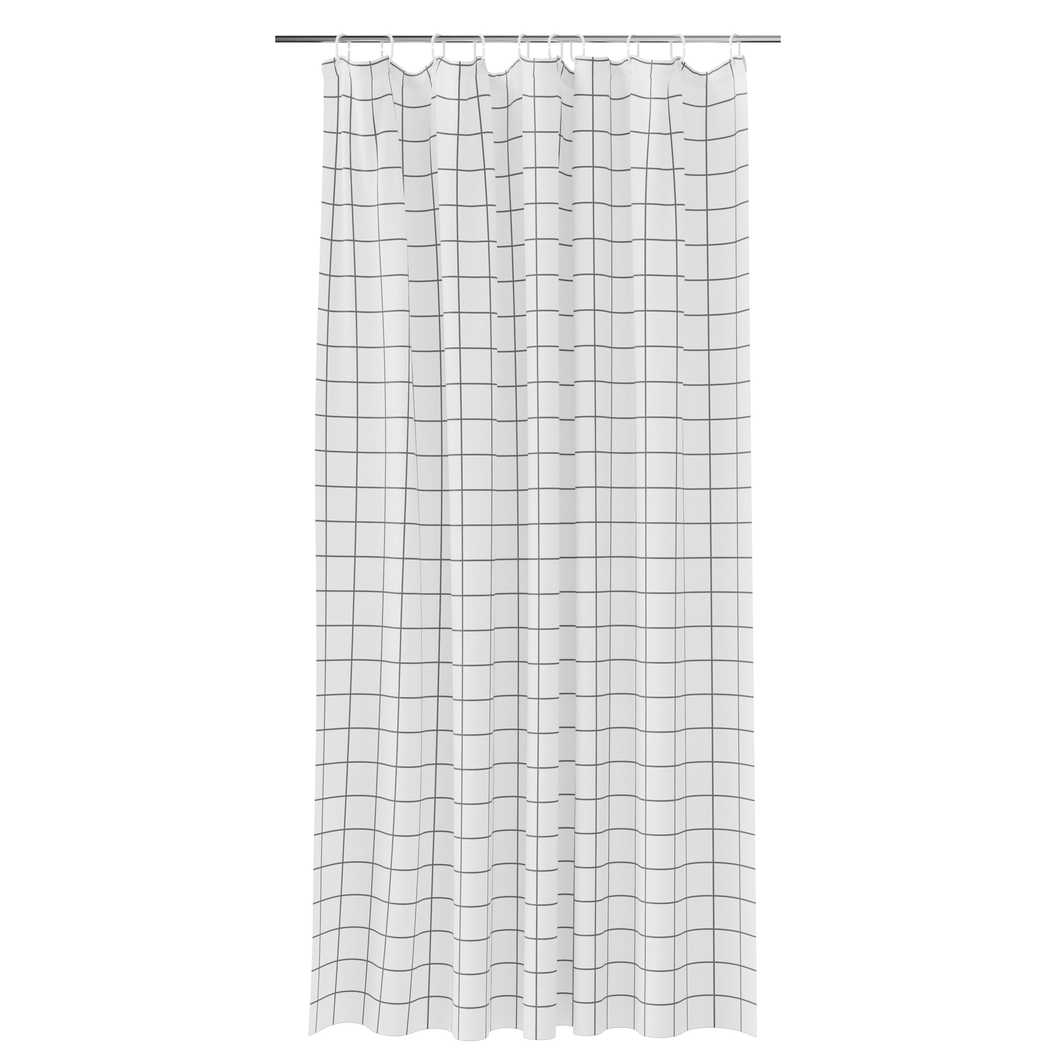 GoodHome Aetna White & black Grid Shower curtain (W)180cm