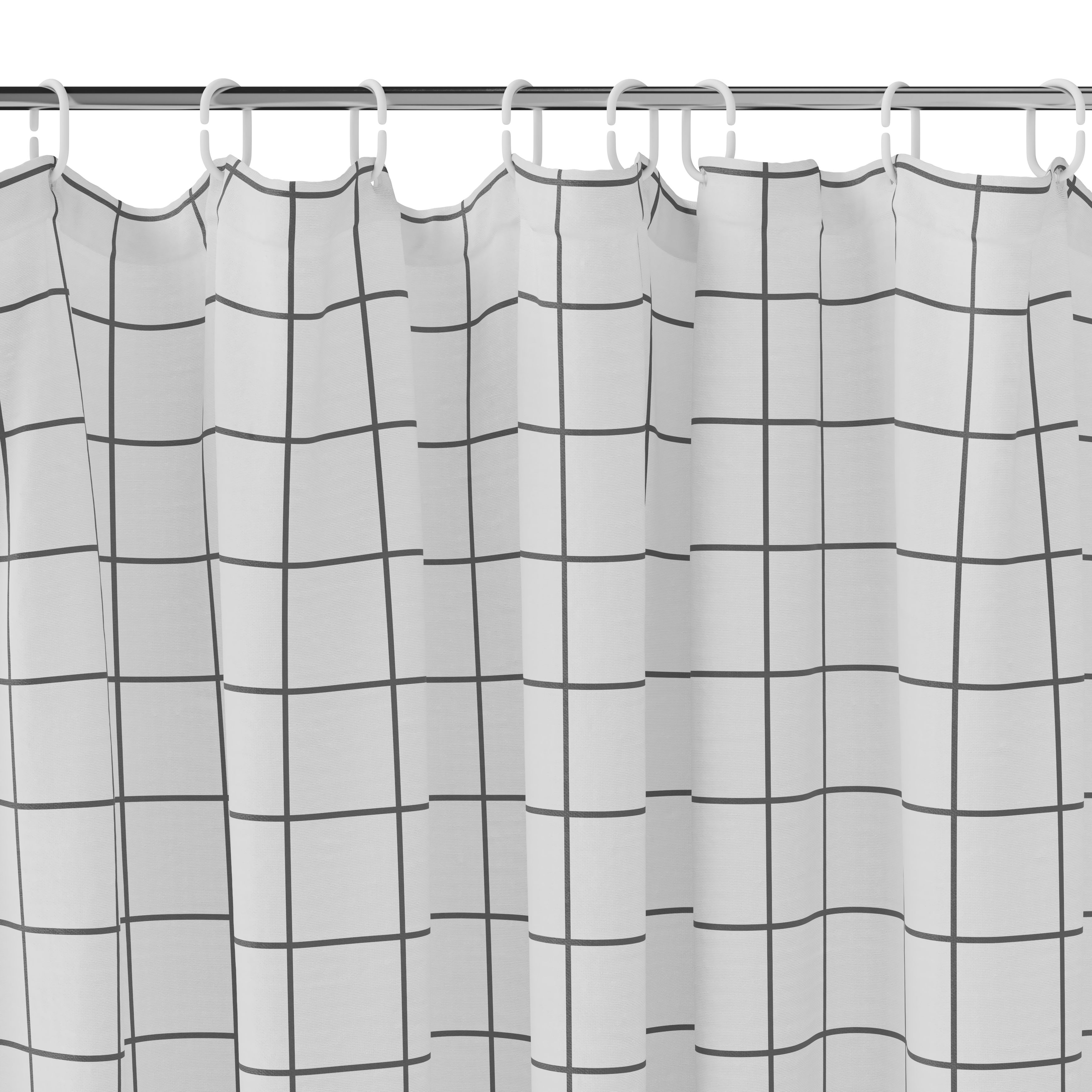 GoodHome Aetna White & black Grid Shower curtain (W)180cm
