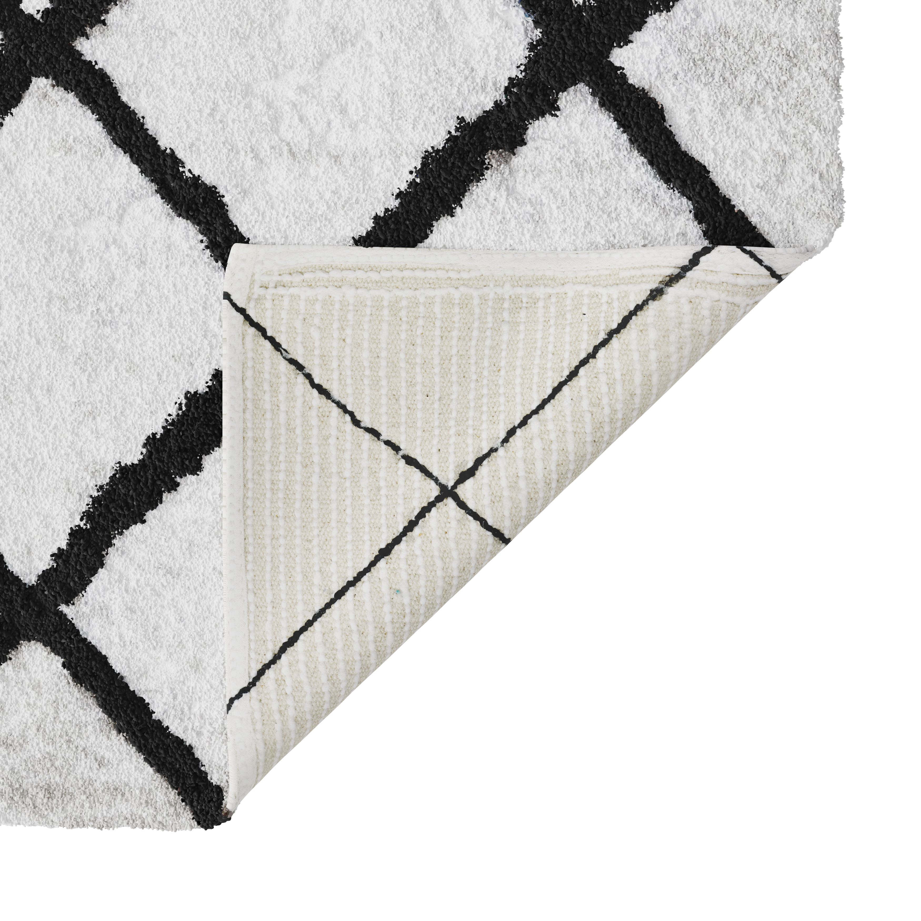 GoodHome Aetna White & black Rectangular Bath mat (L)60cm (W)40cm