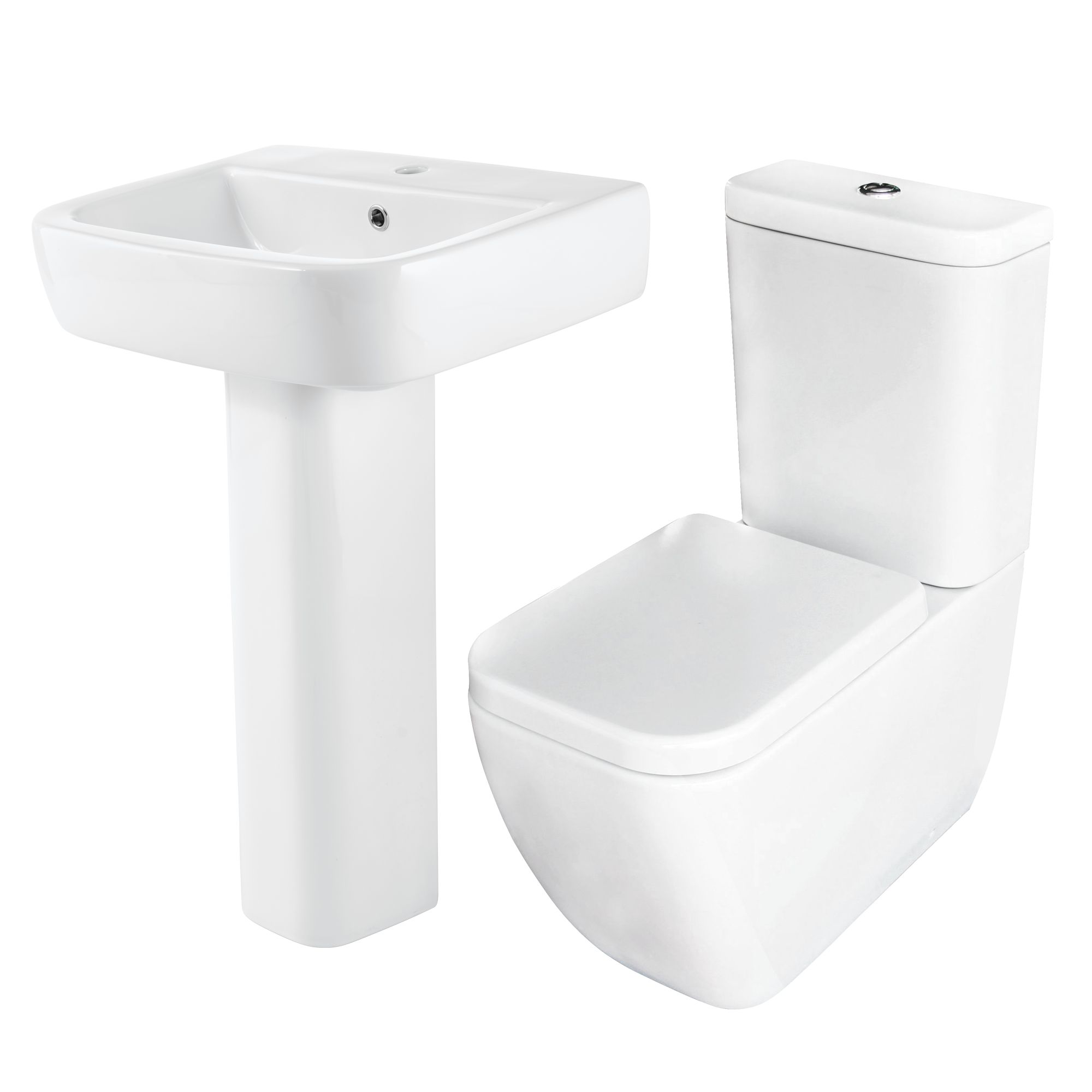GoodHome Affini White Close-coupled Wall & floor mounted Toilet & full pedestal basin (W)370mm (H)850mm