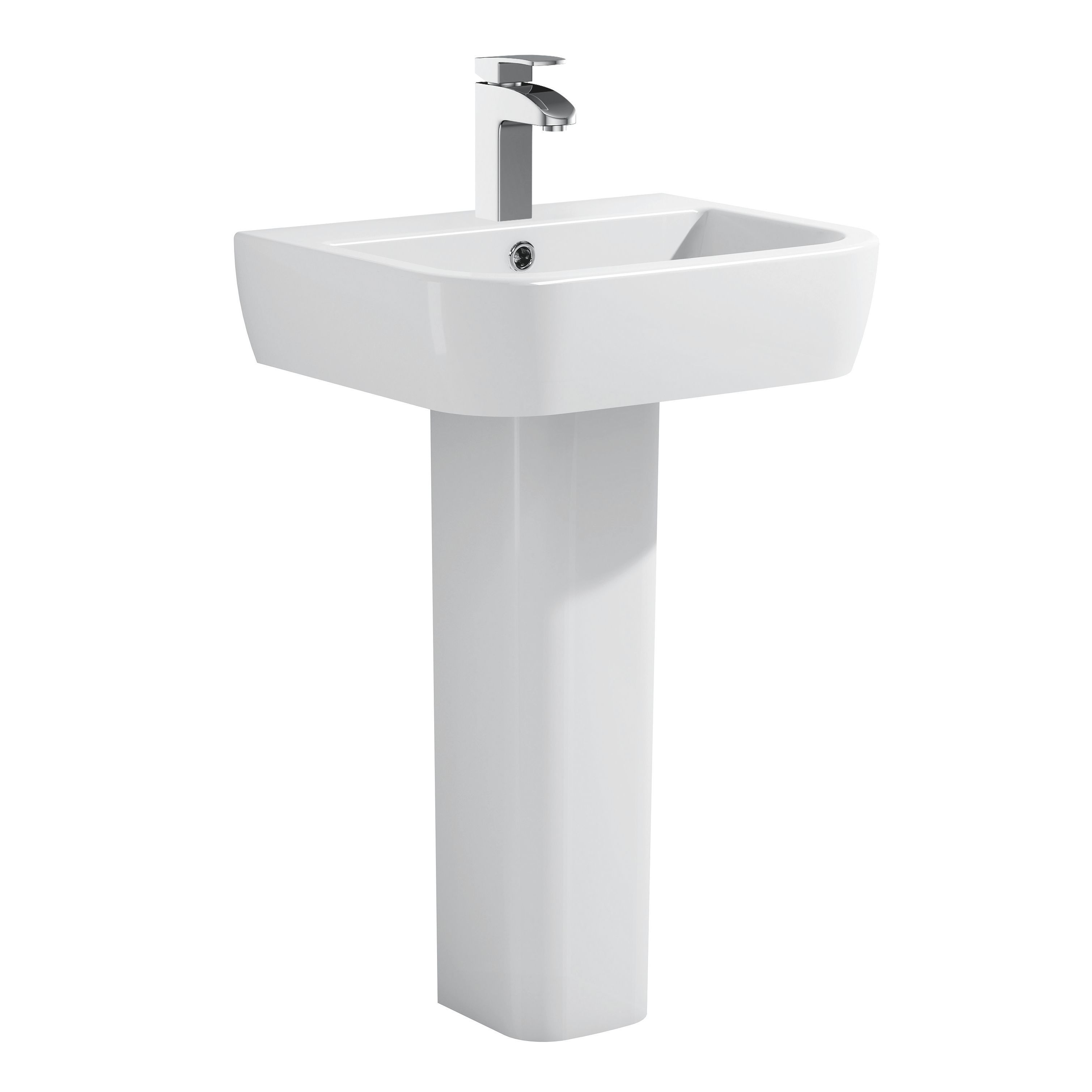 GoodHome Affini White Close-coupled Wall & floor mounted Toilet & full pedestal basin (W)370mm (H)850mm