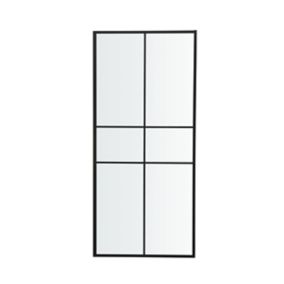 GoodHome Ahti Matt Black Clear Fixed Rectangular Side Shower panel (H)195cm (W)89cm
