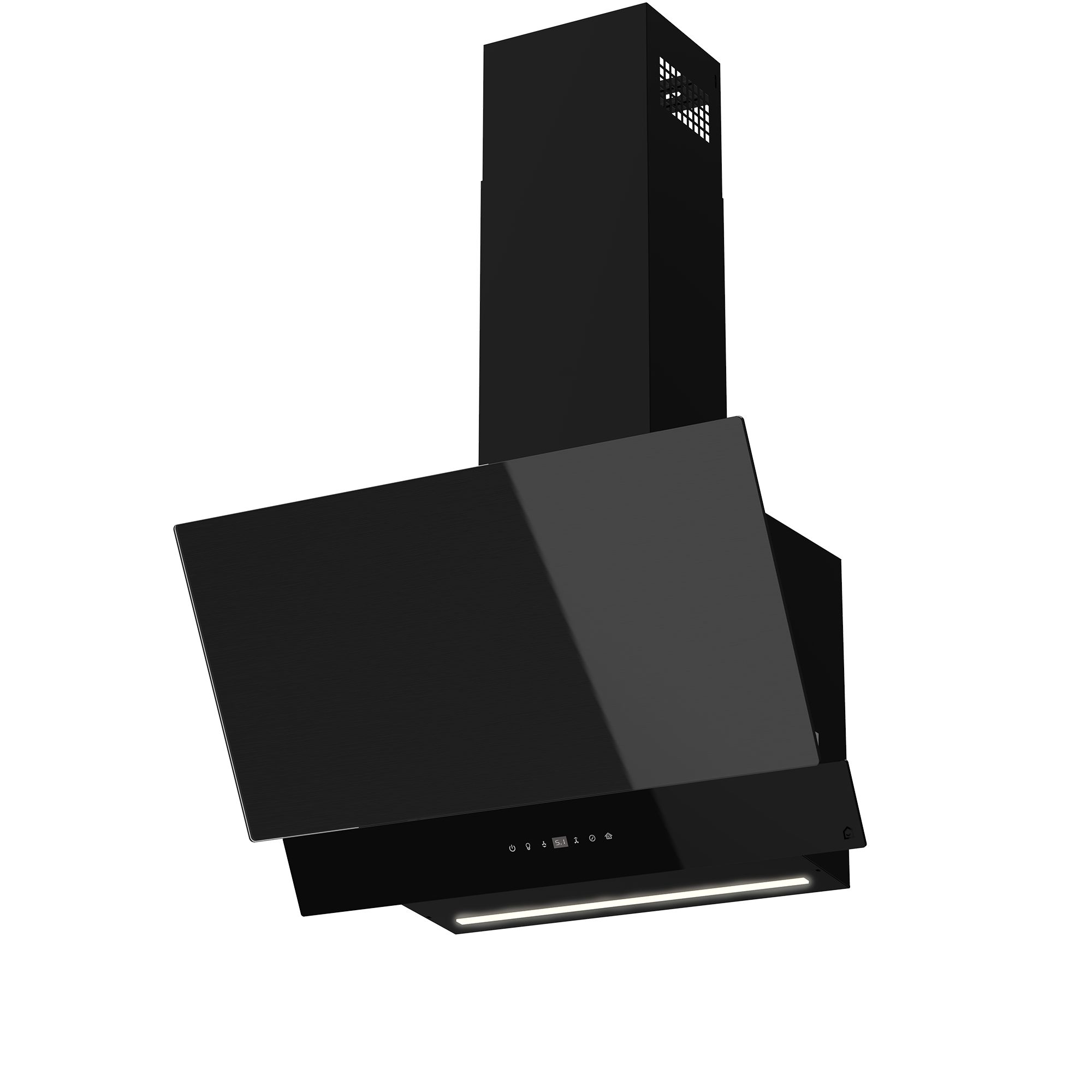 GoodHome AirSensor GHAG60ASBL Black steel & glass Angled Cooker hood (W)59.8cm Gloss black