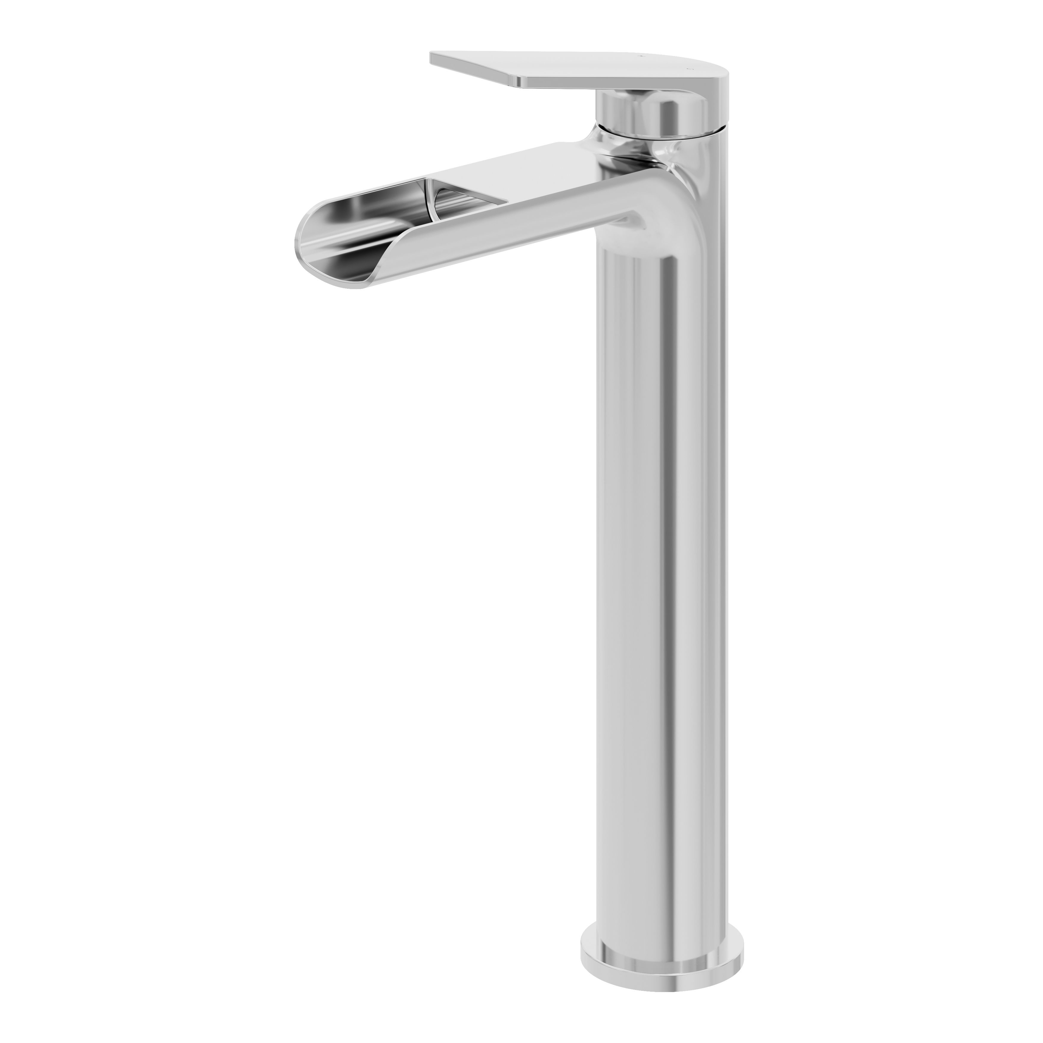 GoodHome Ajeeta Tall Gloss Chrome effect Round Deck-mounted Manual Basin Mixer Tap