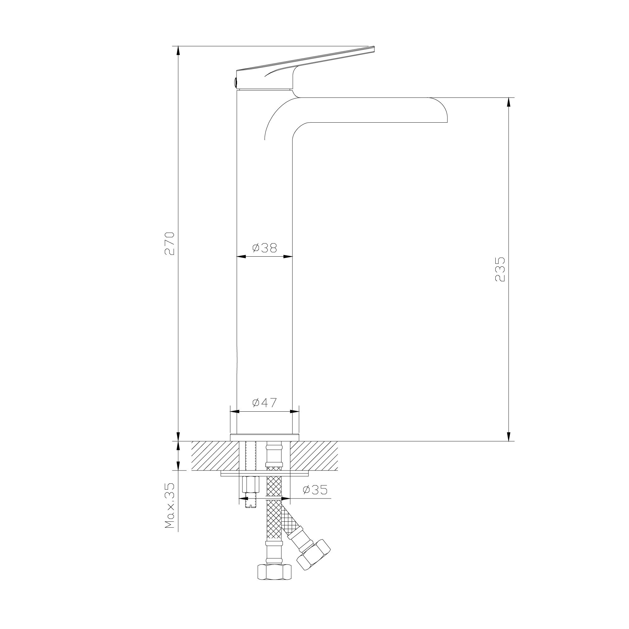 GoodHome Ajeeta Tall Matt Black Round Manual Basin Mixer Tap