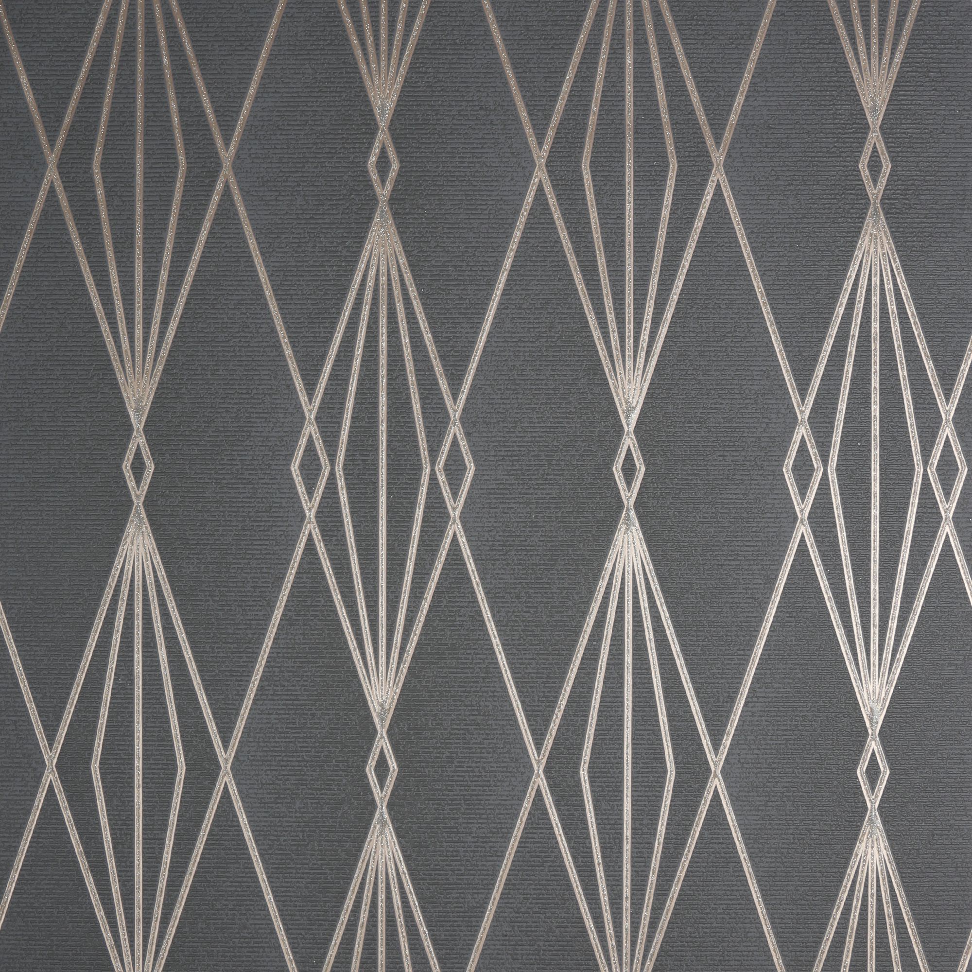 GoodHome Ajuga Charcoal Rose gold effect Art deco Textured Wallpaper