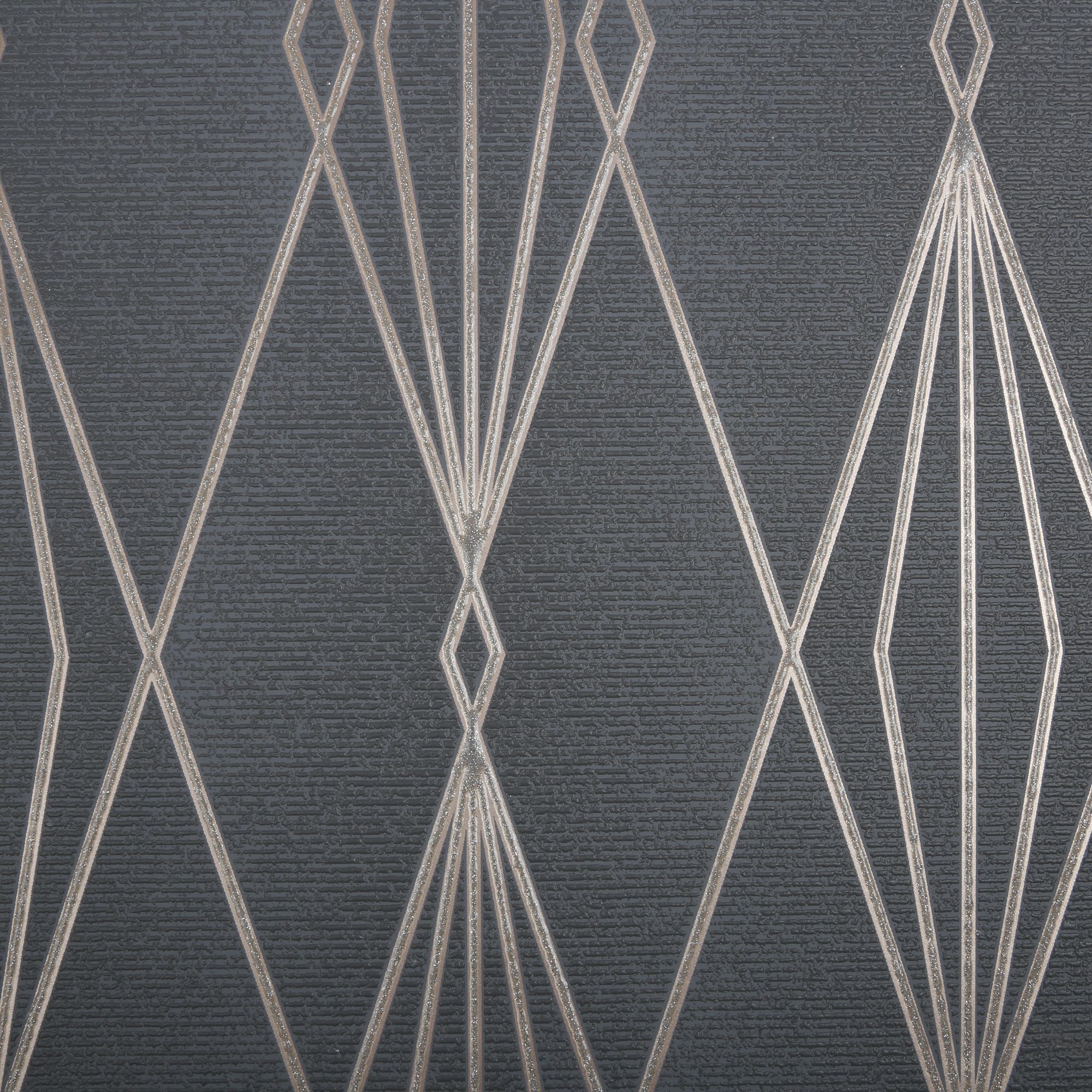 GoodHome Ajuga Charcoal Rose gold effect Art deco Textured Wallpaper