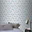 GoodHome Akebia Blue Geometric Textured Wallpaper