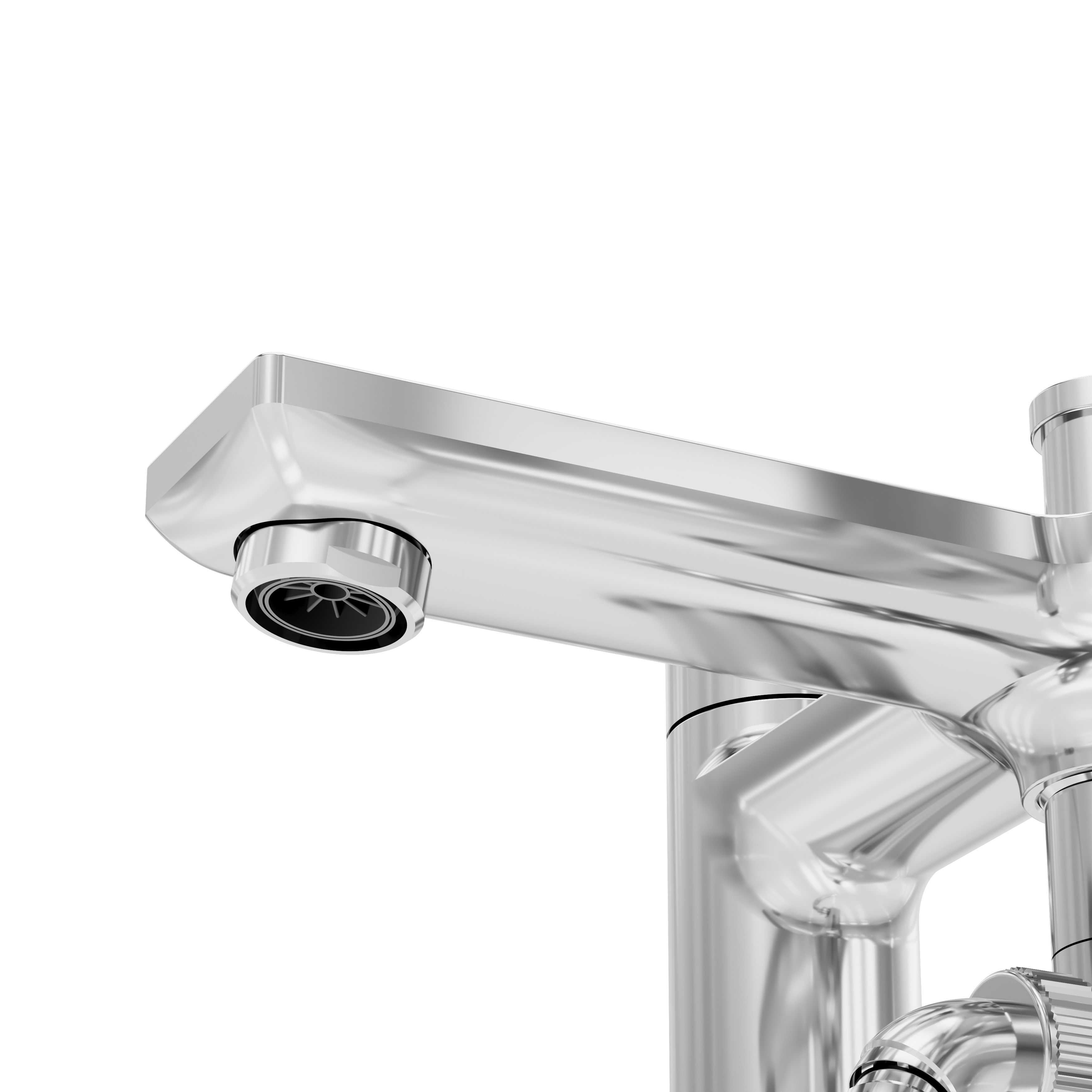GoodHome Akita Gloss Chrome effect Ceramic Deck-mounted Double Bath shower mixer tap with shower kit