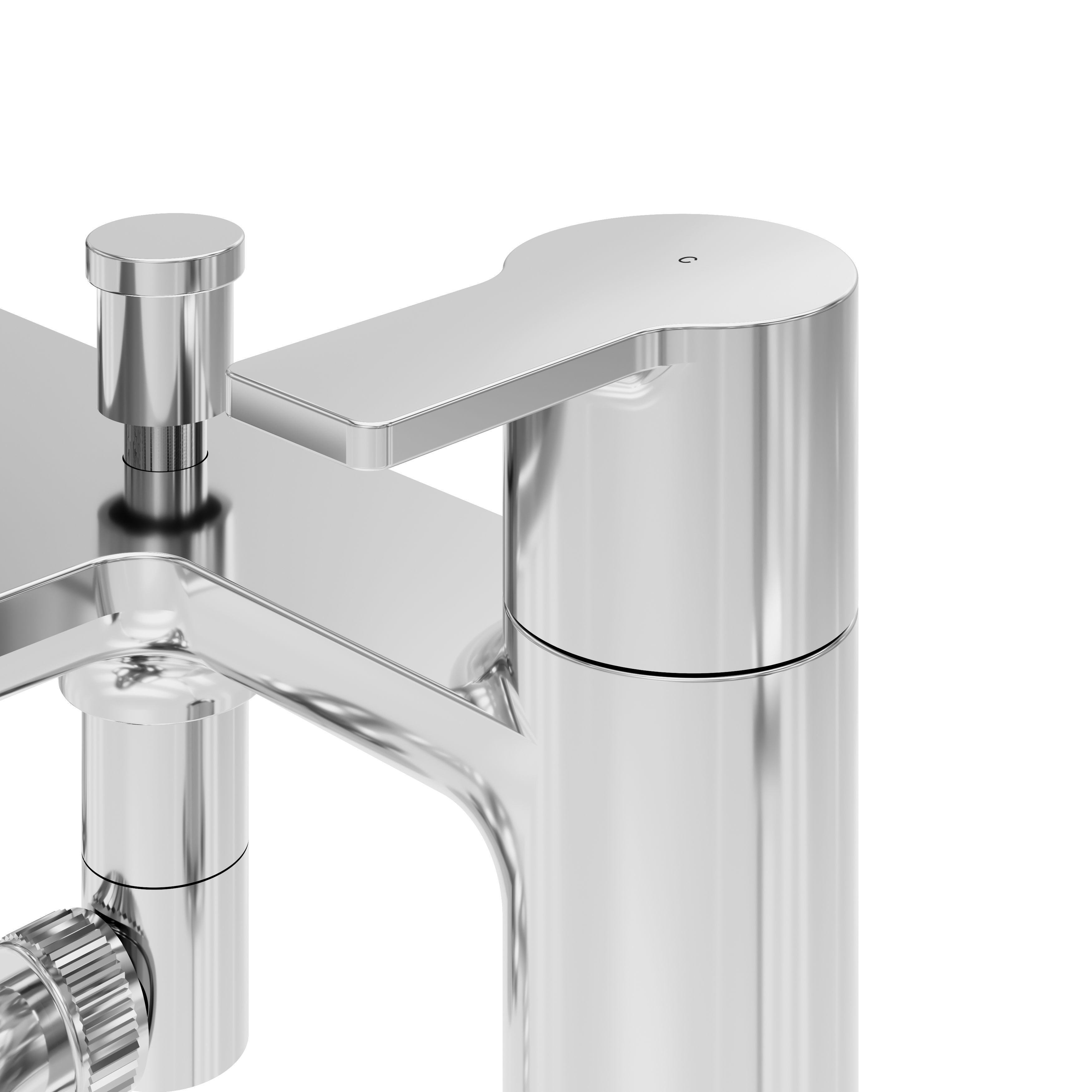 GoodHome Akita Gloss Chrome effect Ceramic Deck-mounted Double Bath shower mixer tap with shower kit
