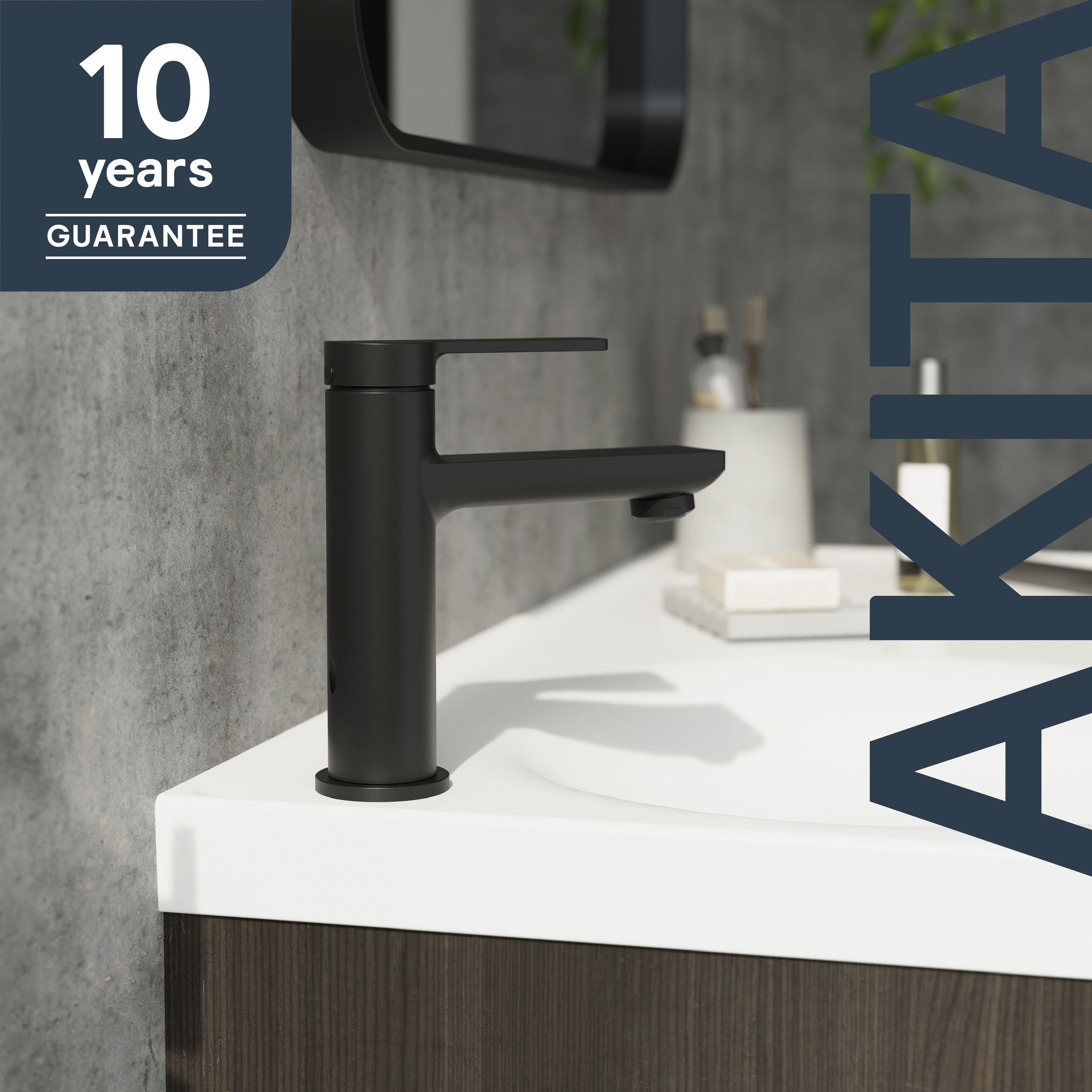 GoodHome Akita Medium Matt Black Round Manual Basin Mixer Tap