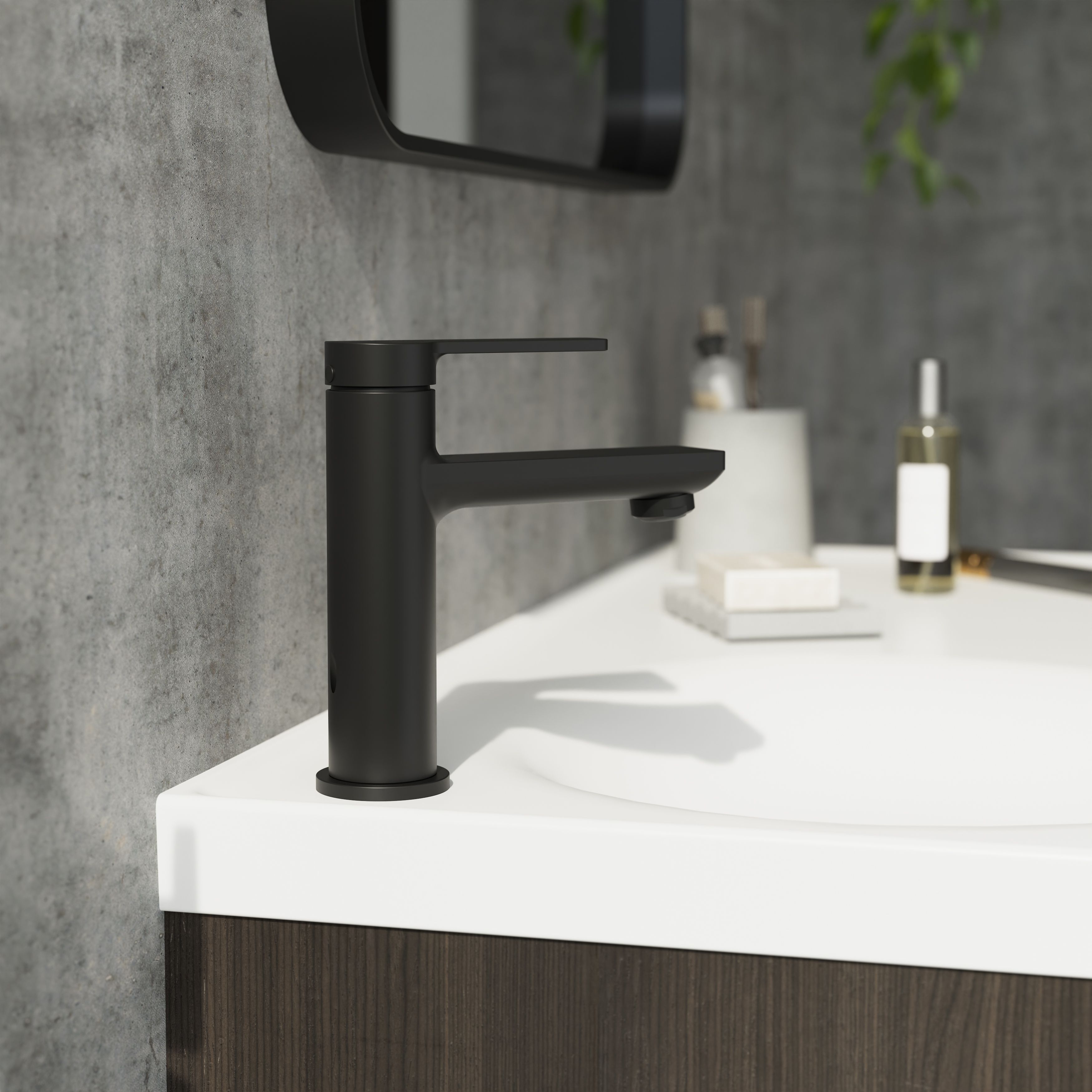 GoodHome Akita Medium Matt Black Round Manual Basin Mixer Tap