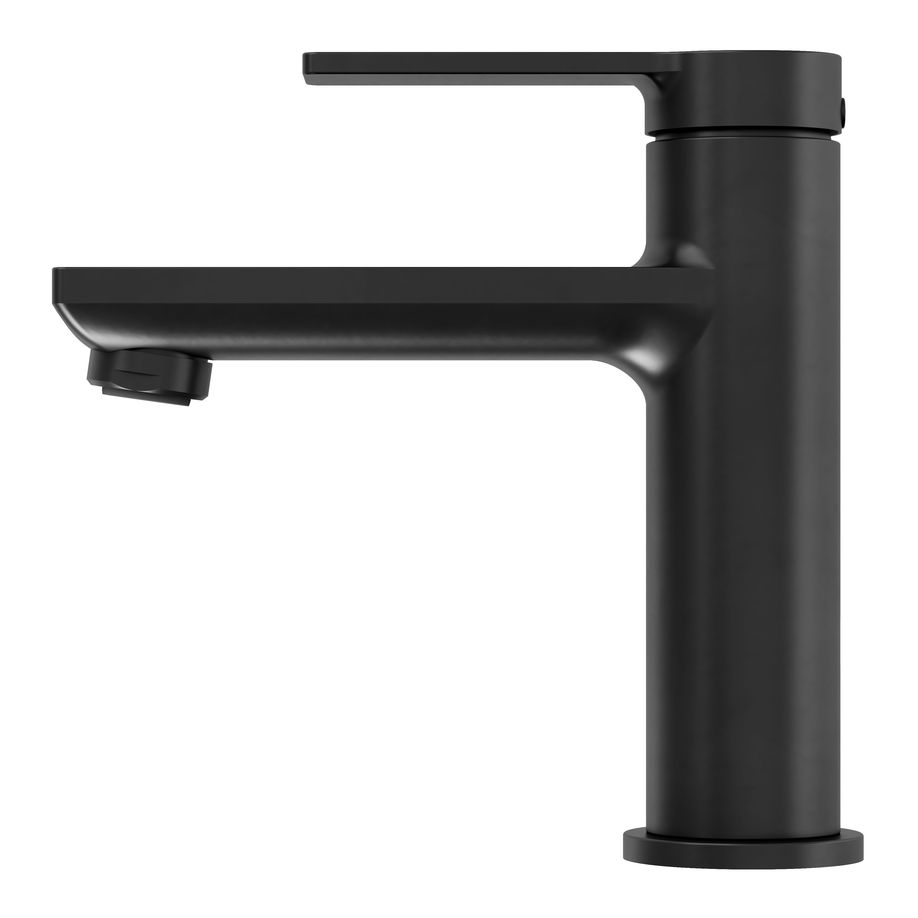 GoodHome Akita Medium Matt Black Round Manual Basin Mixer Tap