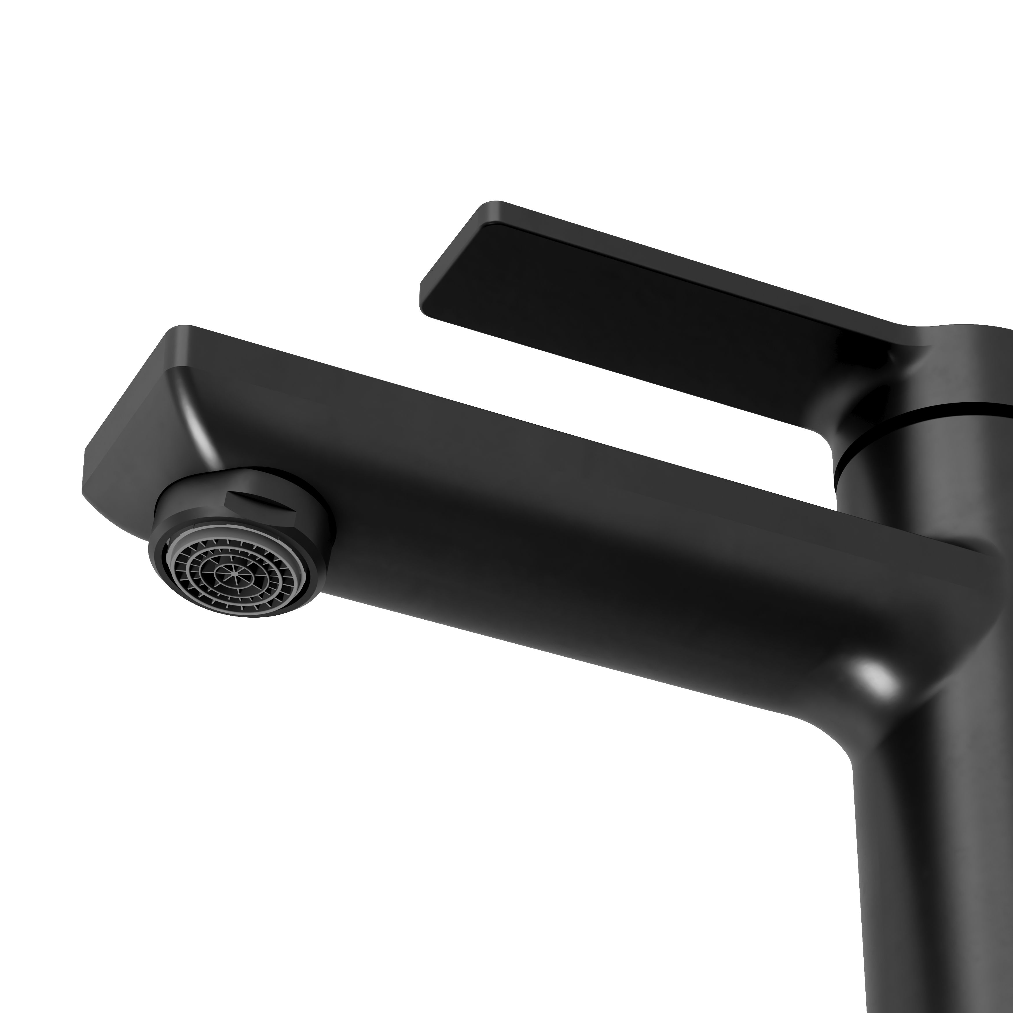 GoodHome Akita Medium Matt Black Round Manual Basin Mixer Tap