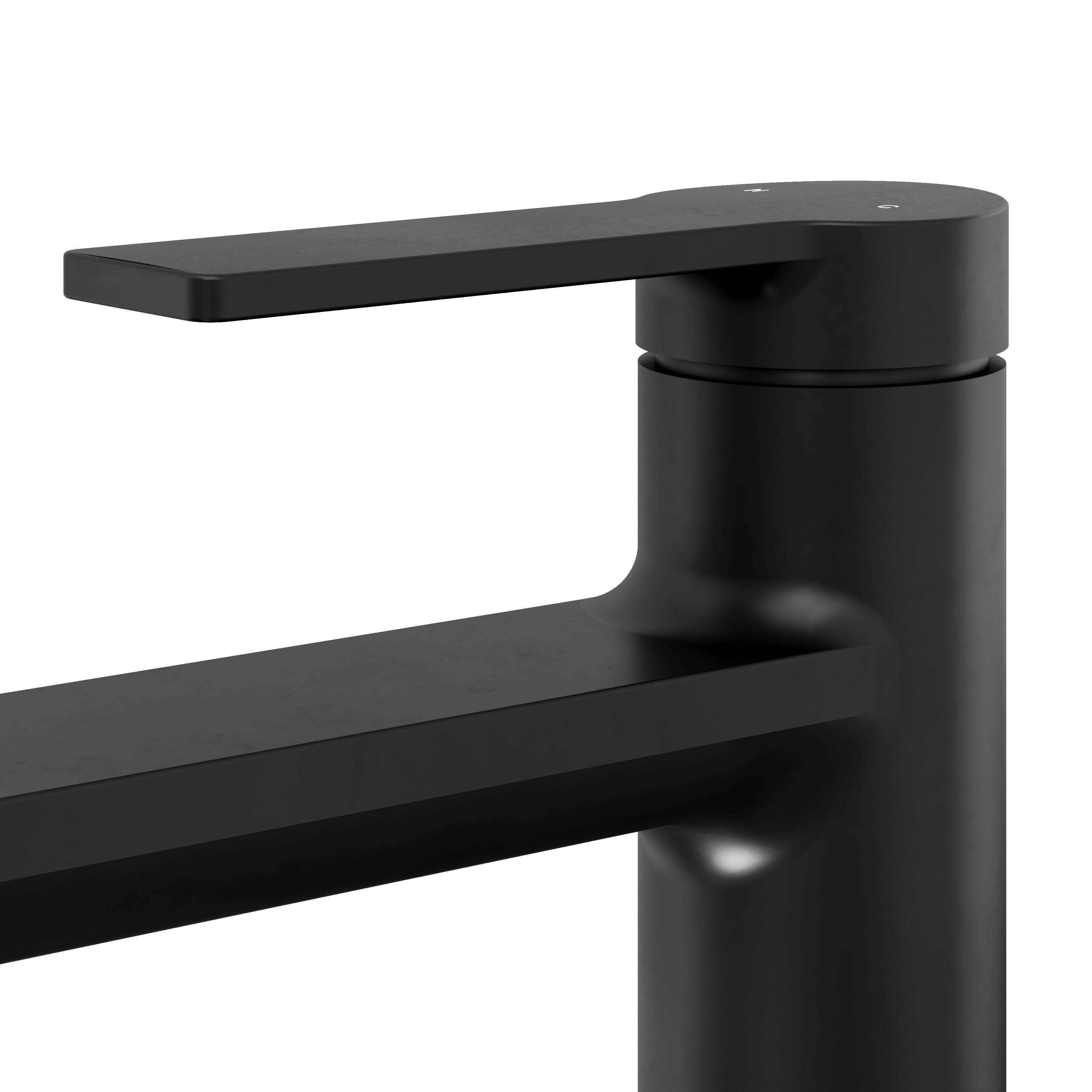 GoodHome Akita Medium Matt Black Round Manual Basin Mixer Tap
