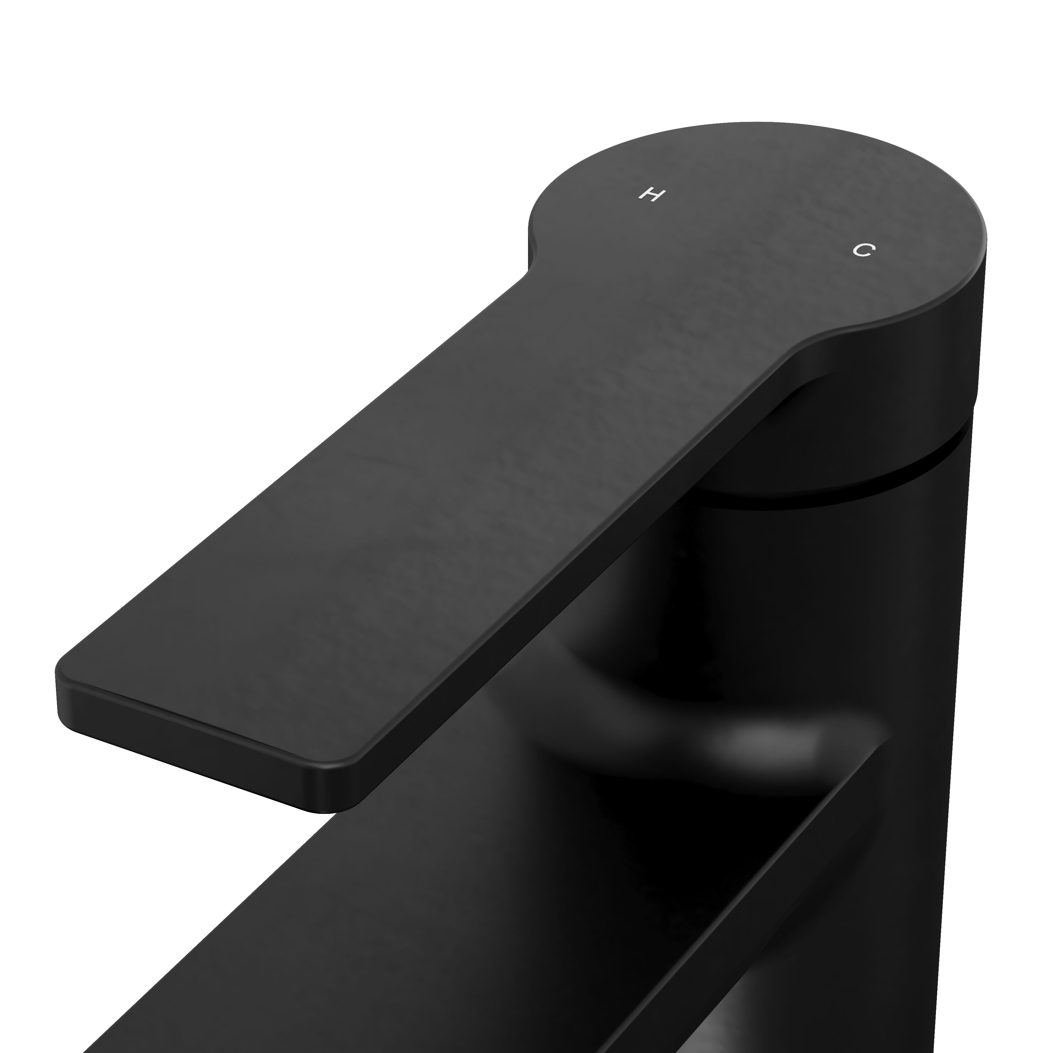 GoodHome Akita Medium Matt Black Round Manual Basin Mixer Tap