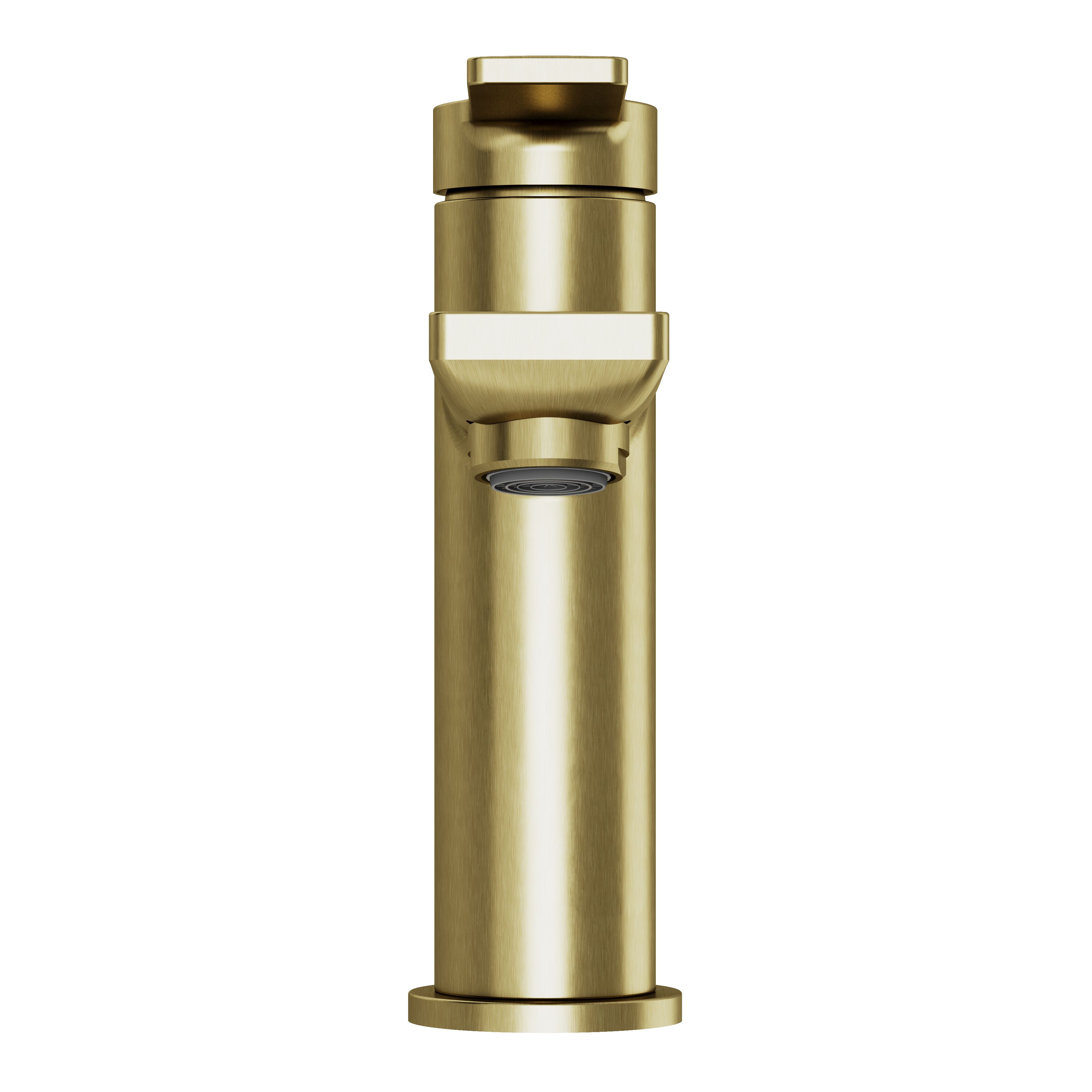 GoodHome Akita Medium Satin Brass effect Round Manual Basin Mixer Tap