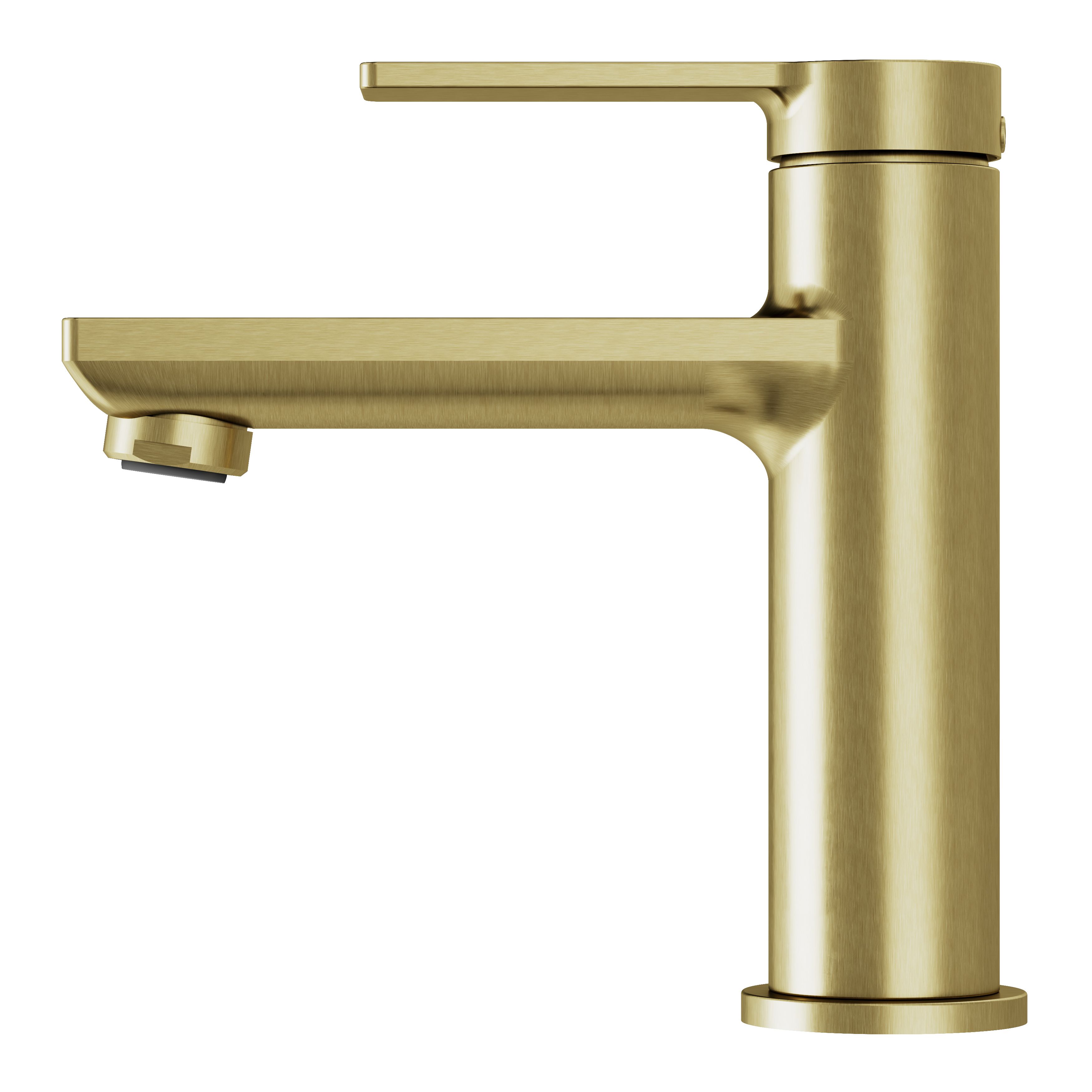 GoodHome Akita Medium Satin Brass effect Round Manual Basin Mixer Tap