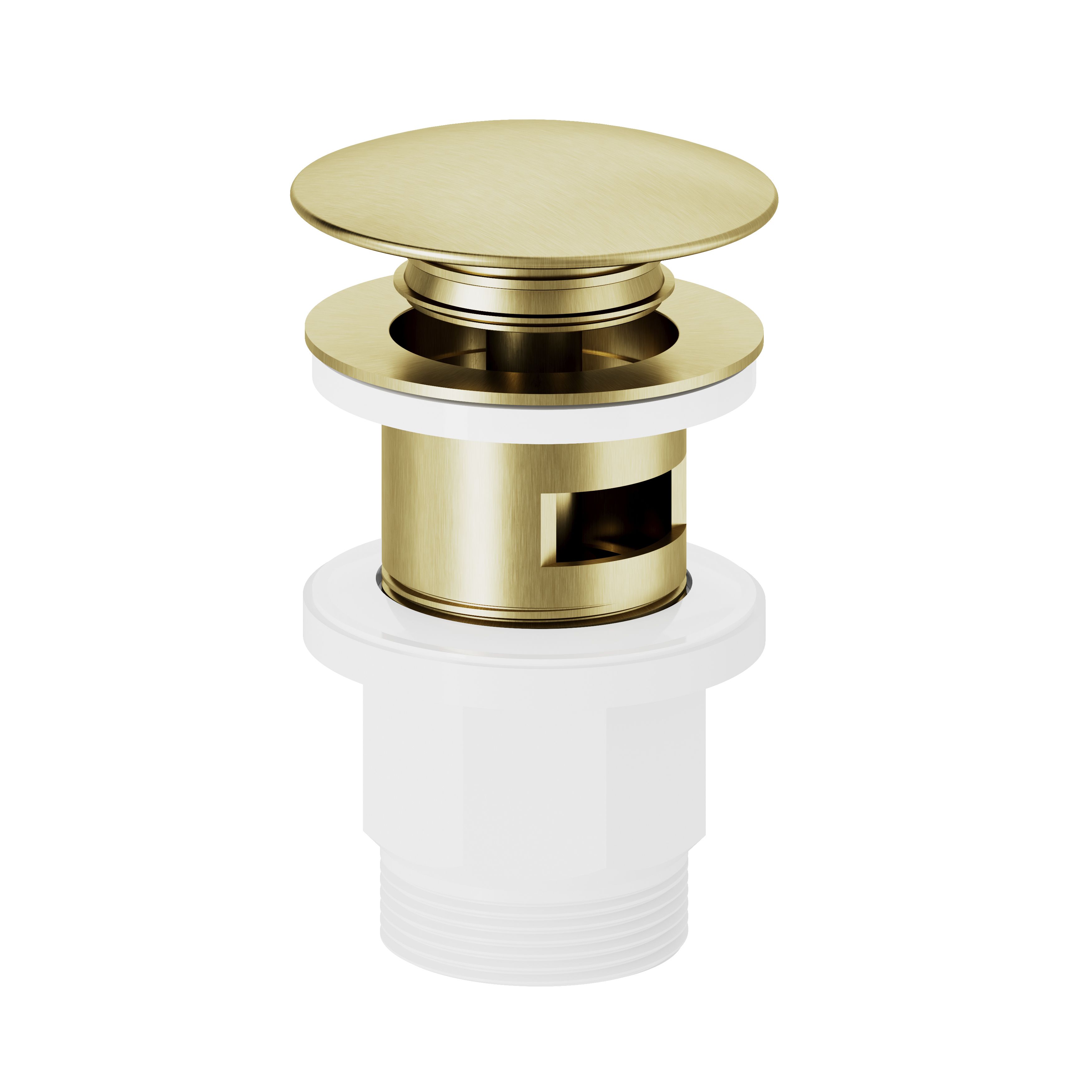 GoodHome Akita Medium Satin Brass effect Round Manual Basin Mixer Tap