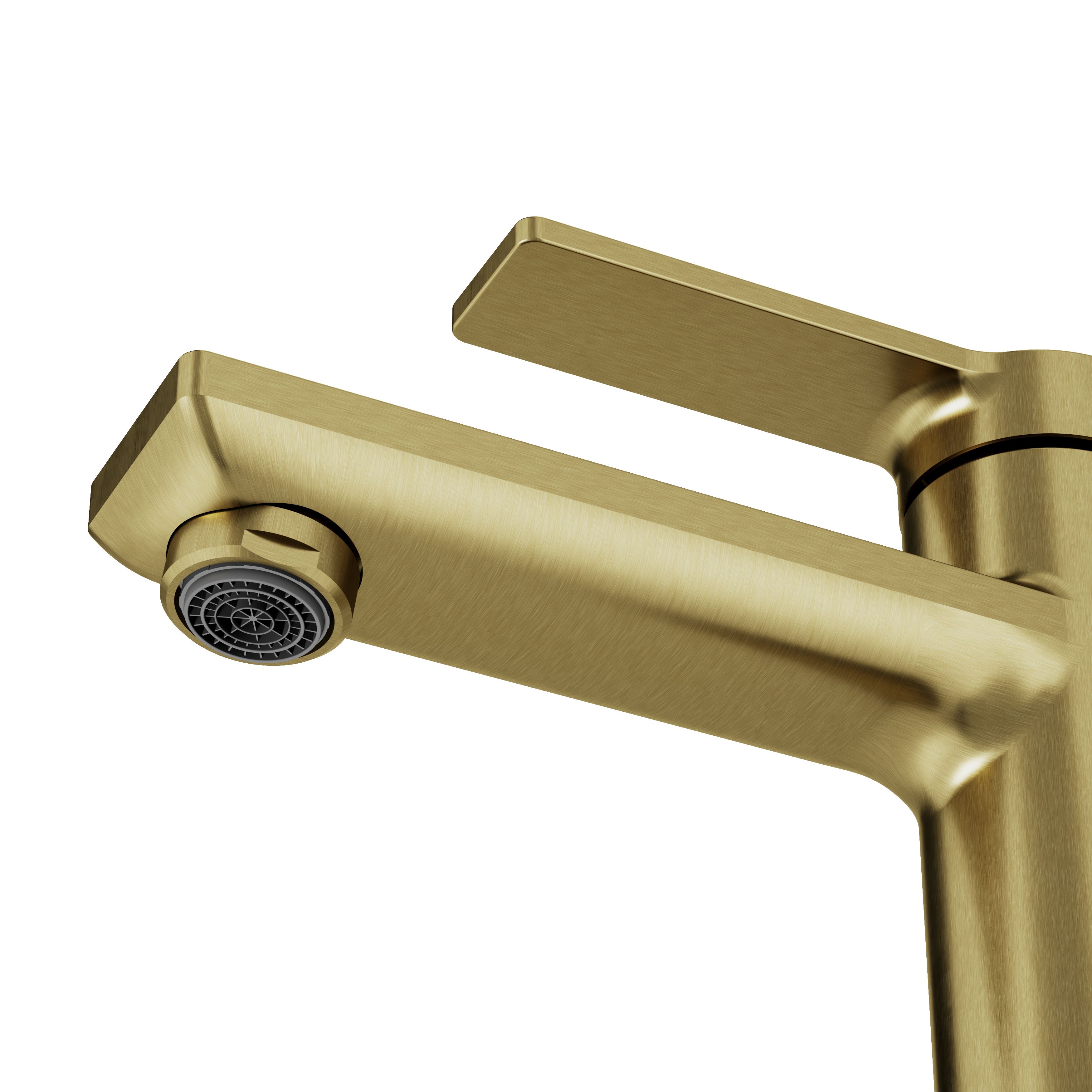 GoodHome Akita Medium Satin Brass effect Round Manual Basin Mixer Tap