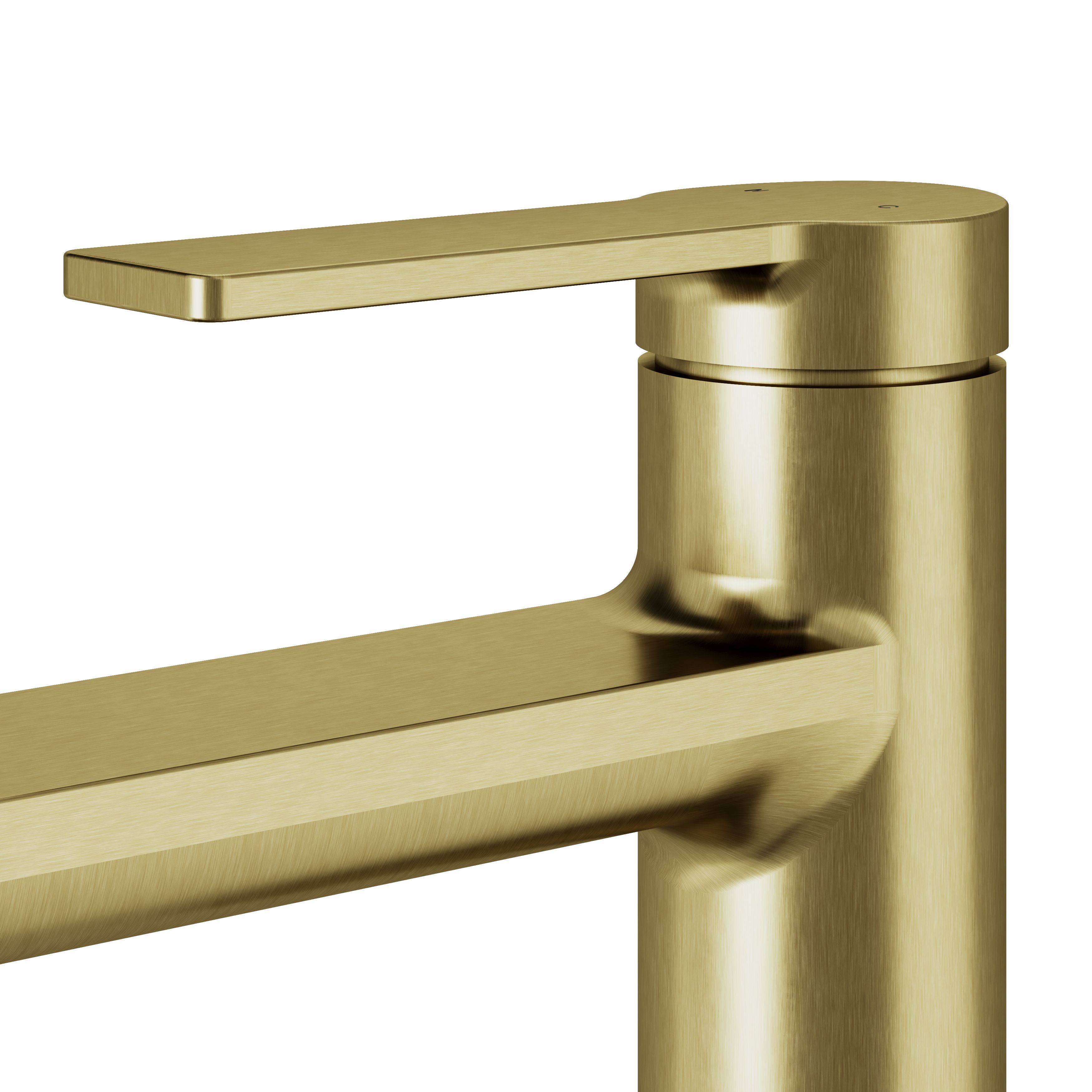 GoodHome Akita Medium Satin Brass effect Round Manual Basin Mixer Tap