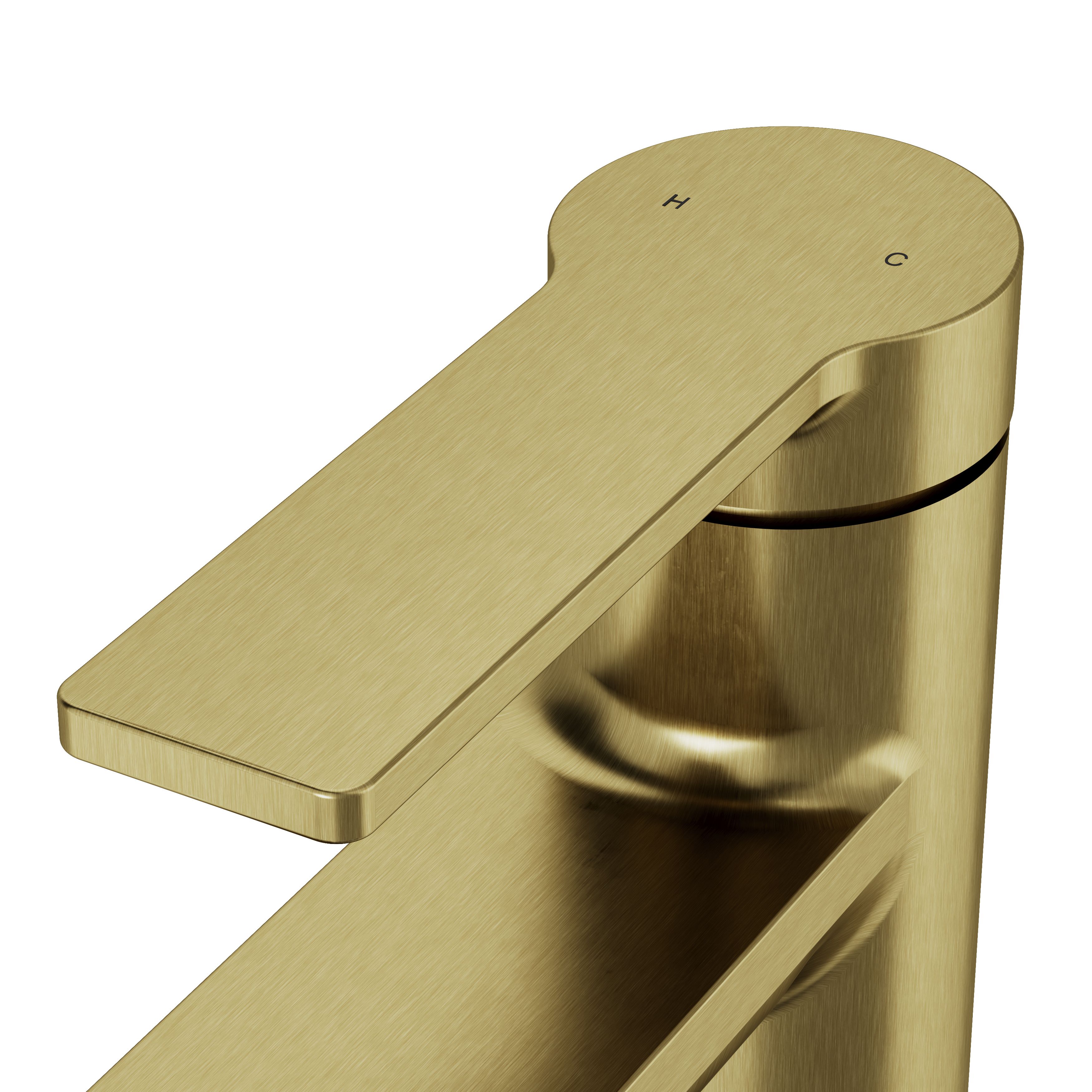 GoodHome Akita Medium Satin Brass effect Round Manual Basin Mixer Tap