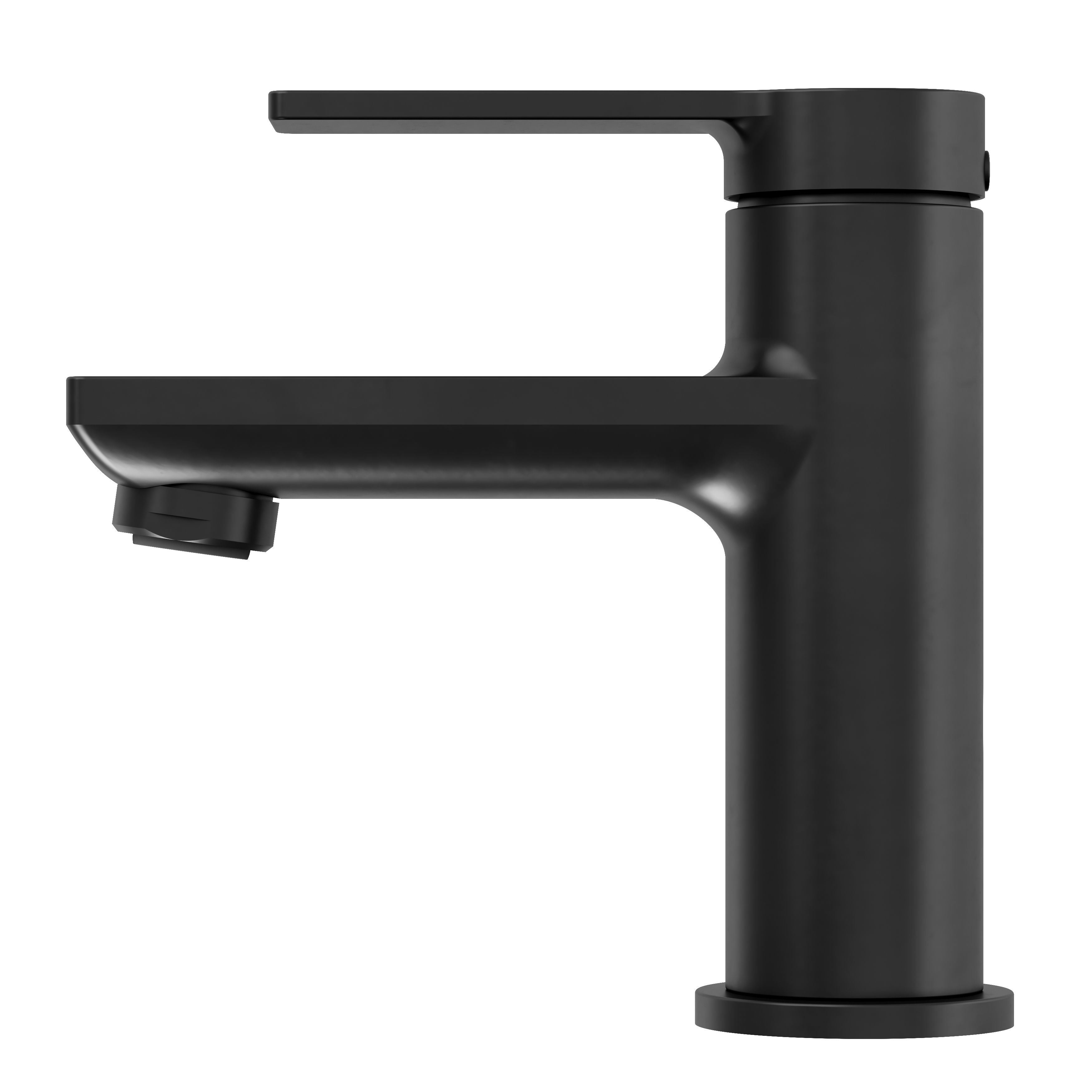 GoodHome Akita Mini Matt Black Round Manual Washbasin Mixer Tap