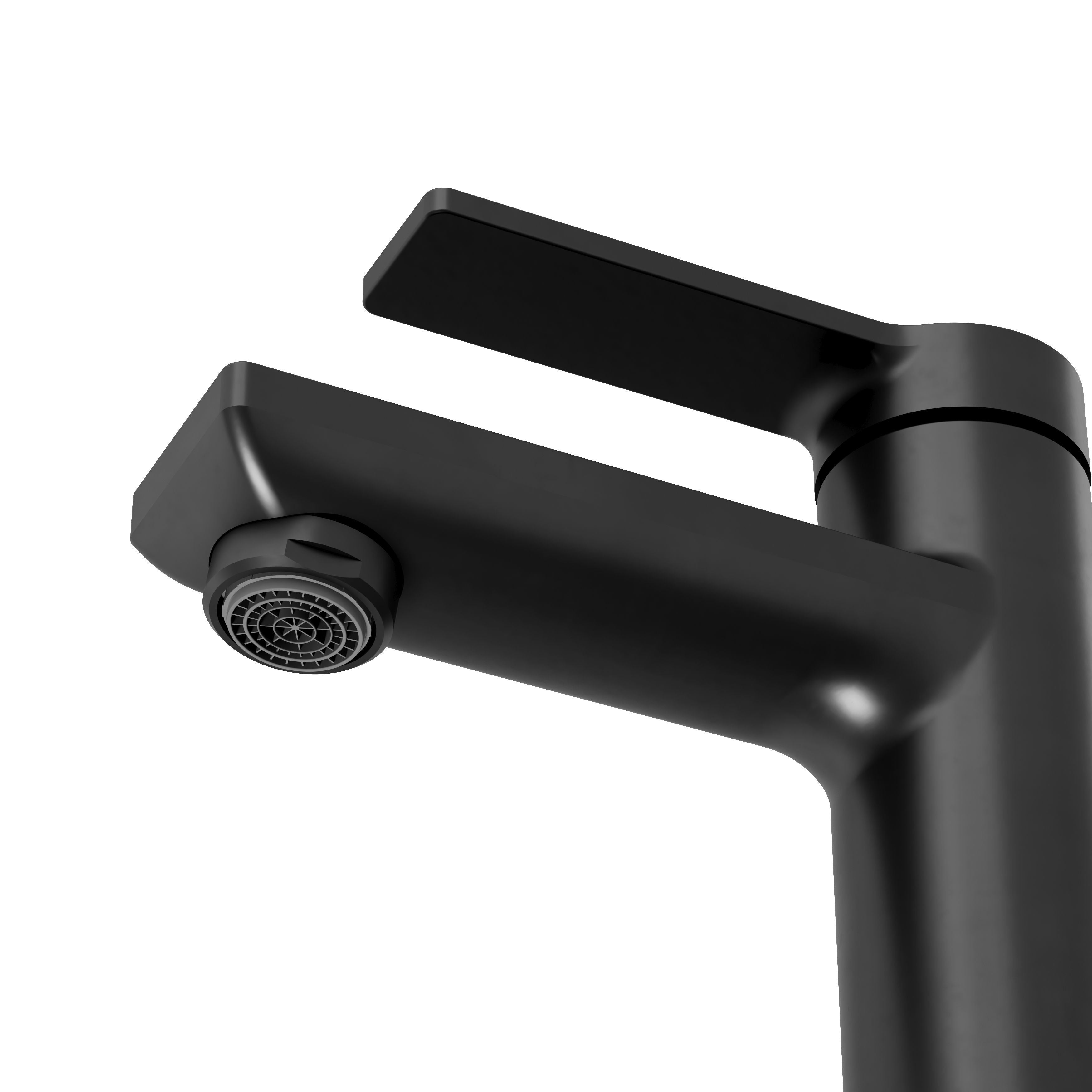 GoodHome Akita Mini Matt Black Round Manual Washbasin Mixer Tap