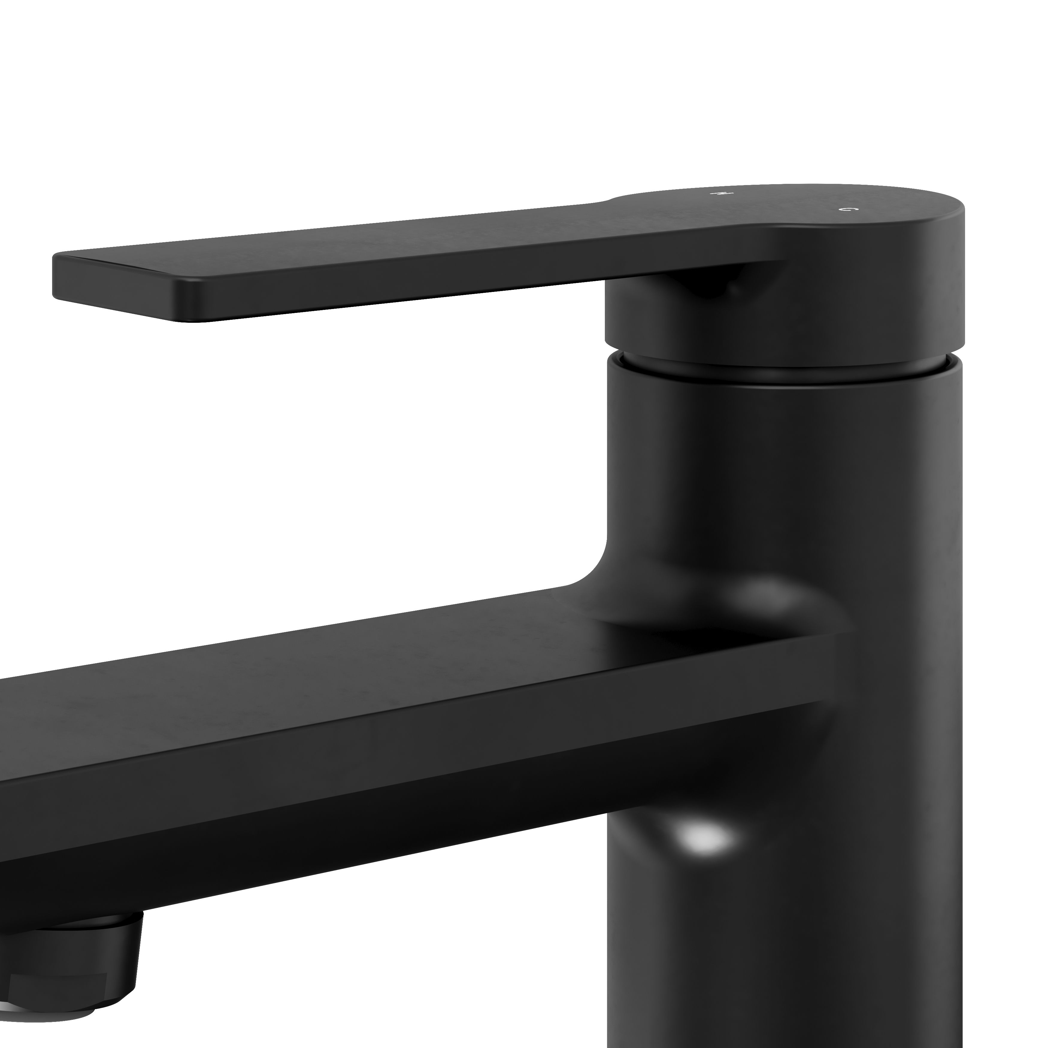 GoodHome Akita Mini Matt Black Round Manual Washbasin Mixer Tap