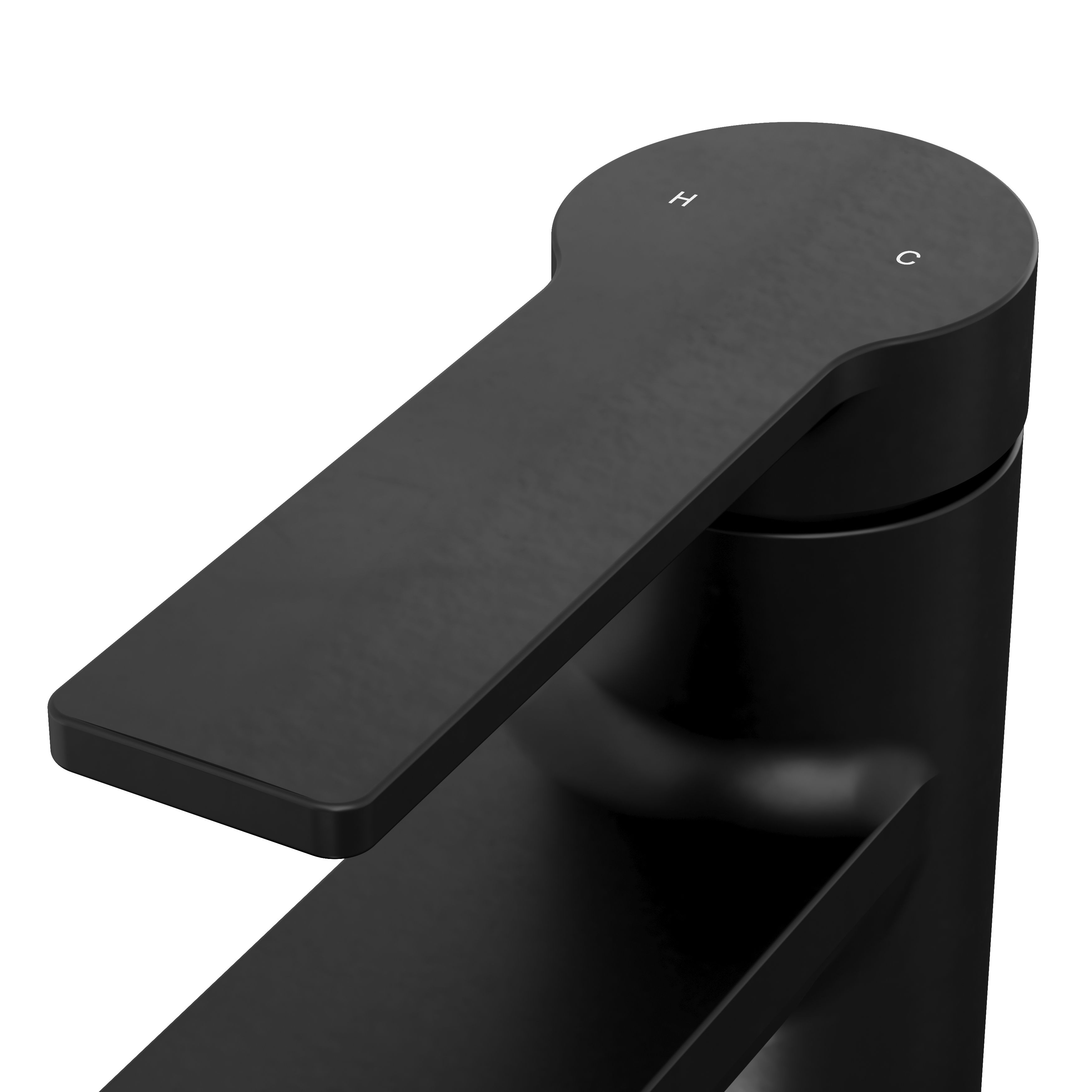GoodHome Akita Mini Matt Black Round Manual Washbasin Mixer Tap