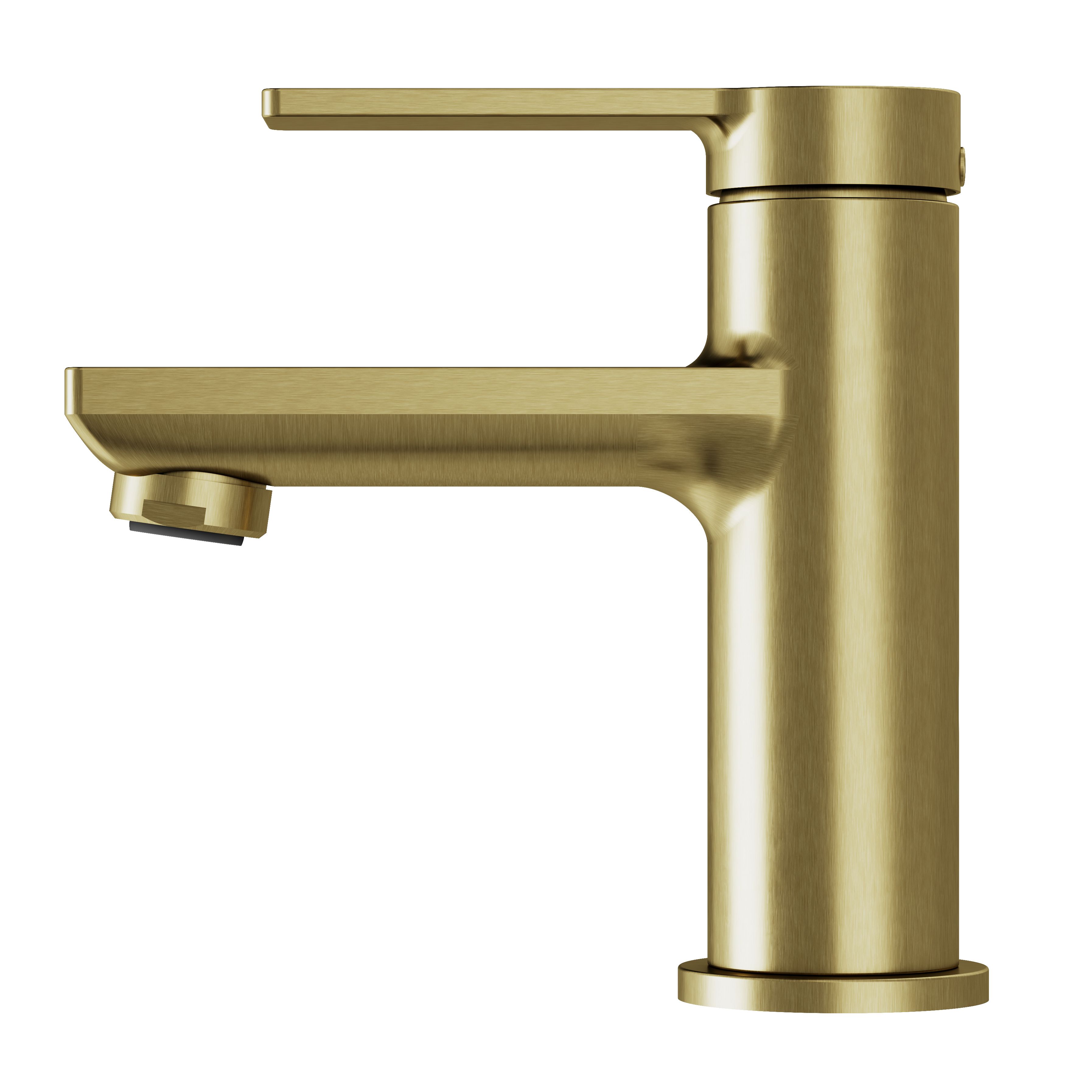 GoodHome Akita Mini Satin Brass effect Round Deck-mounted Manual Basin Mixer Tap
