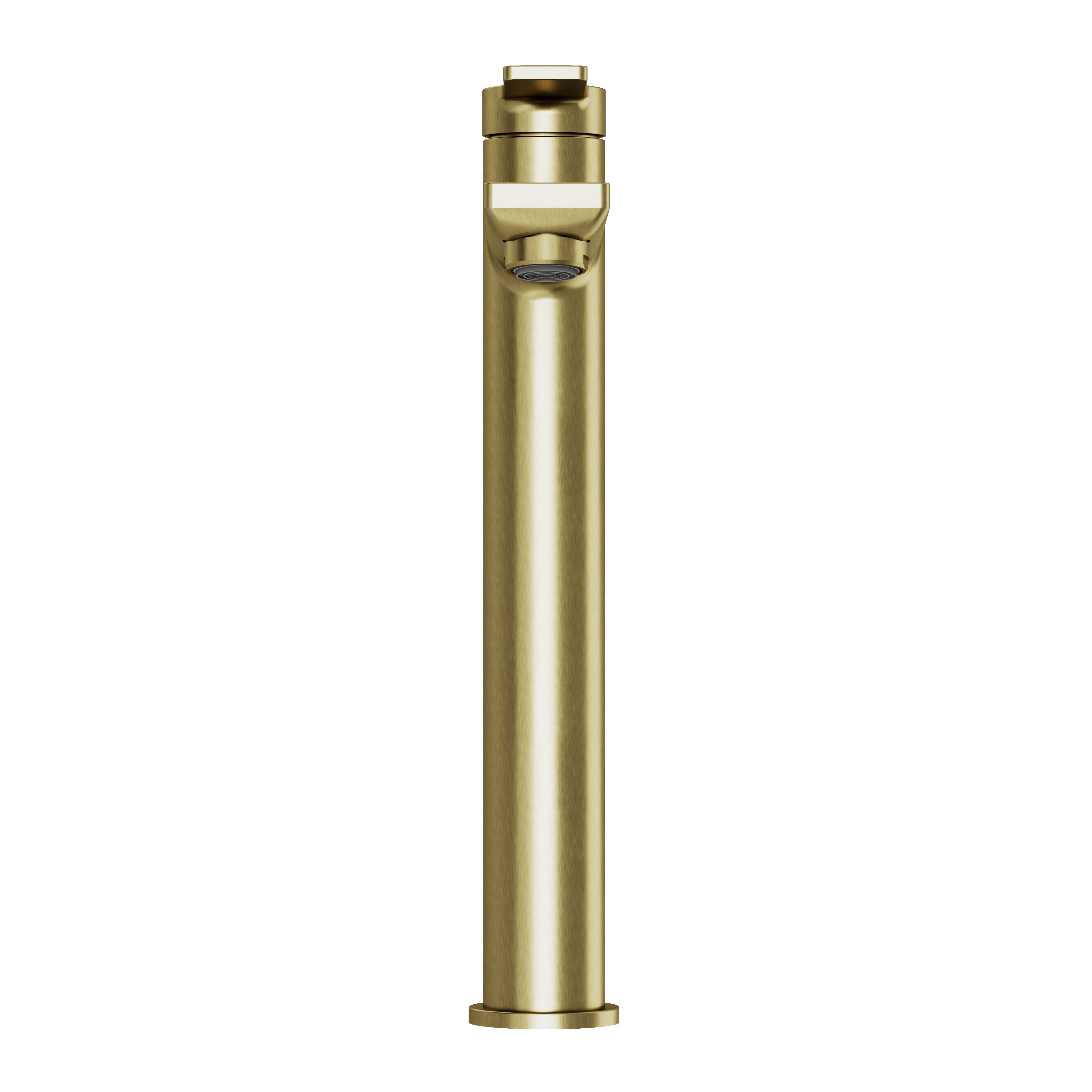 GoodHome Akita Tall Satin Brass effect Round Deck-mounted Manual Basin Mixer Tap