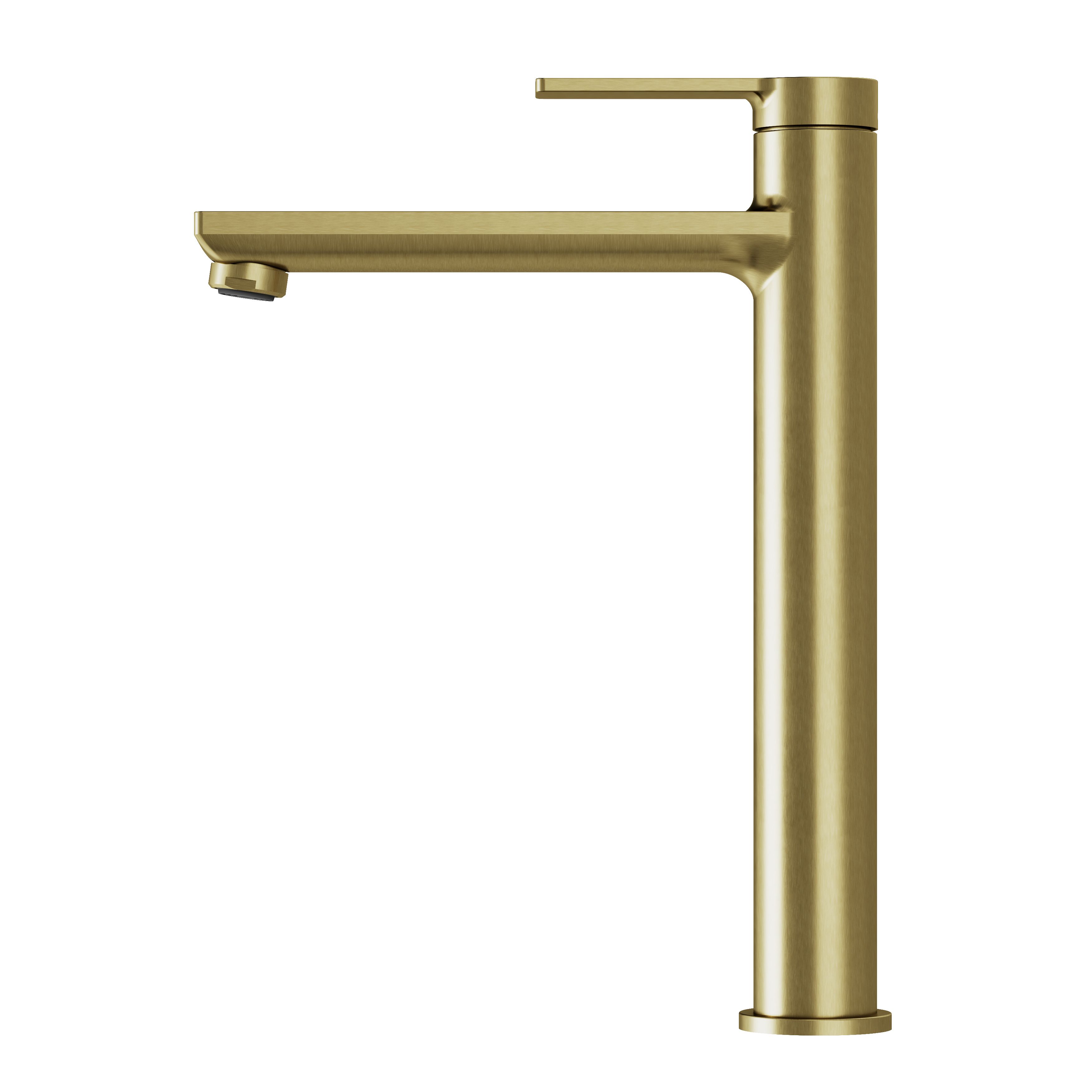 GoodHome Akita Tall Satin Brass effect Round Deck-mounted Manual Basin Mixer Tap