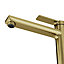 GoodHome Akita Tall Satin Brass effect Round Deck-mounted Manual Basin Mixer Tap