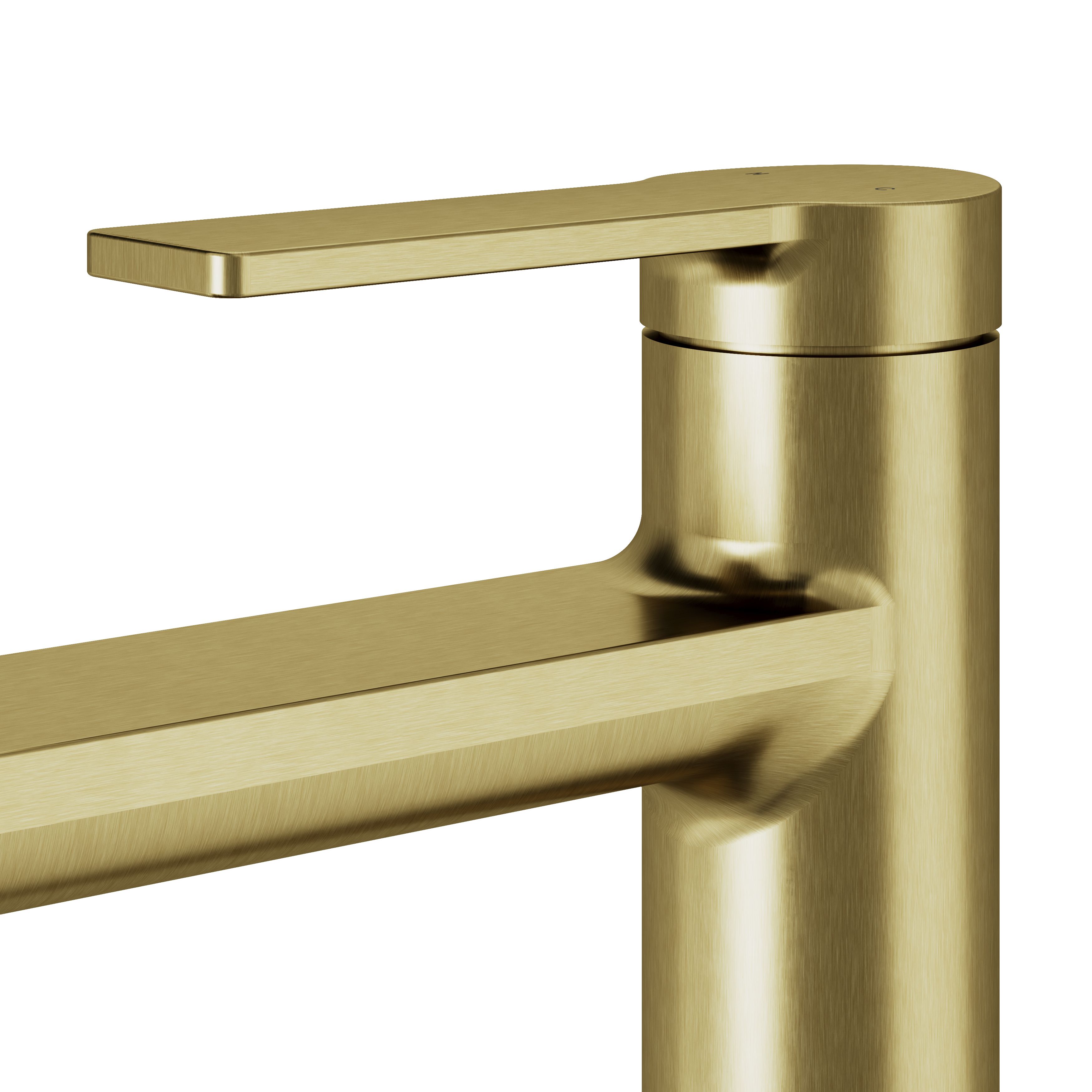 GoodHome Akita Tall Satin Brass effect Round Deck-mounted Manual Basin Mixer Tap
