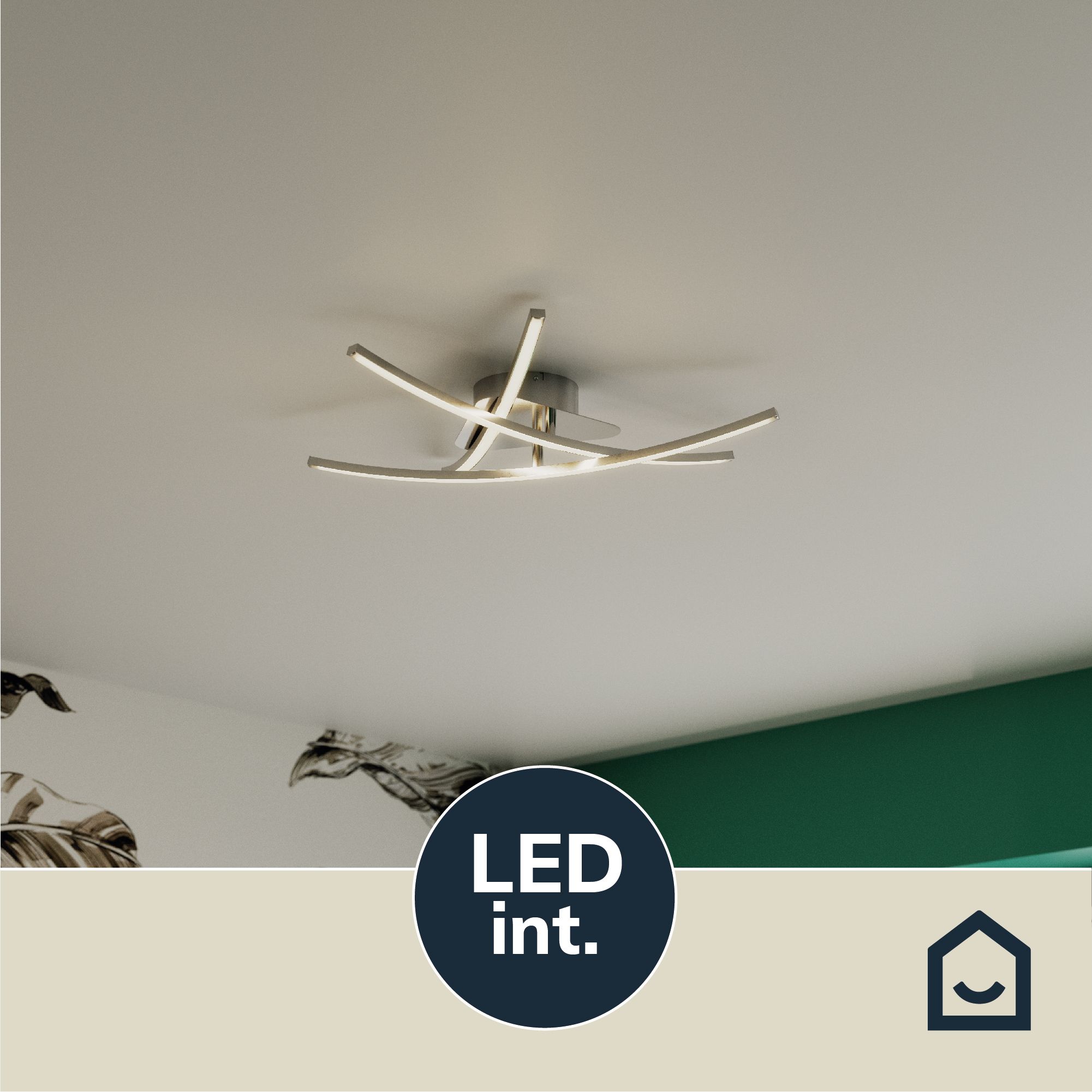 GoodHome Alani Brushed Chrome effect Ceiling light