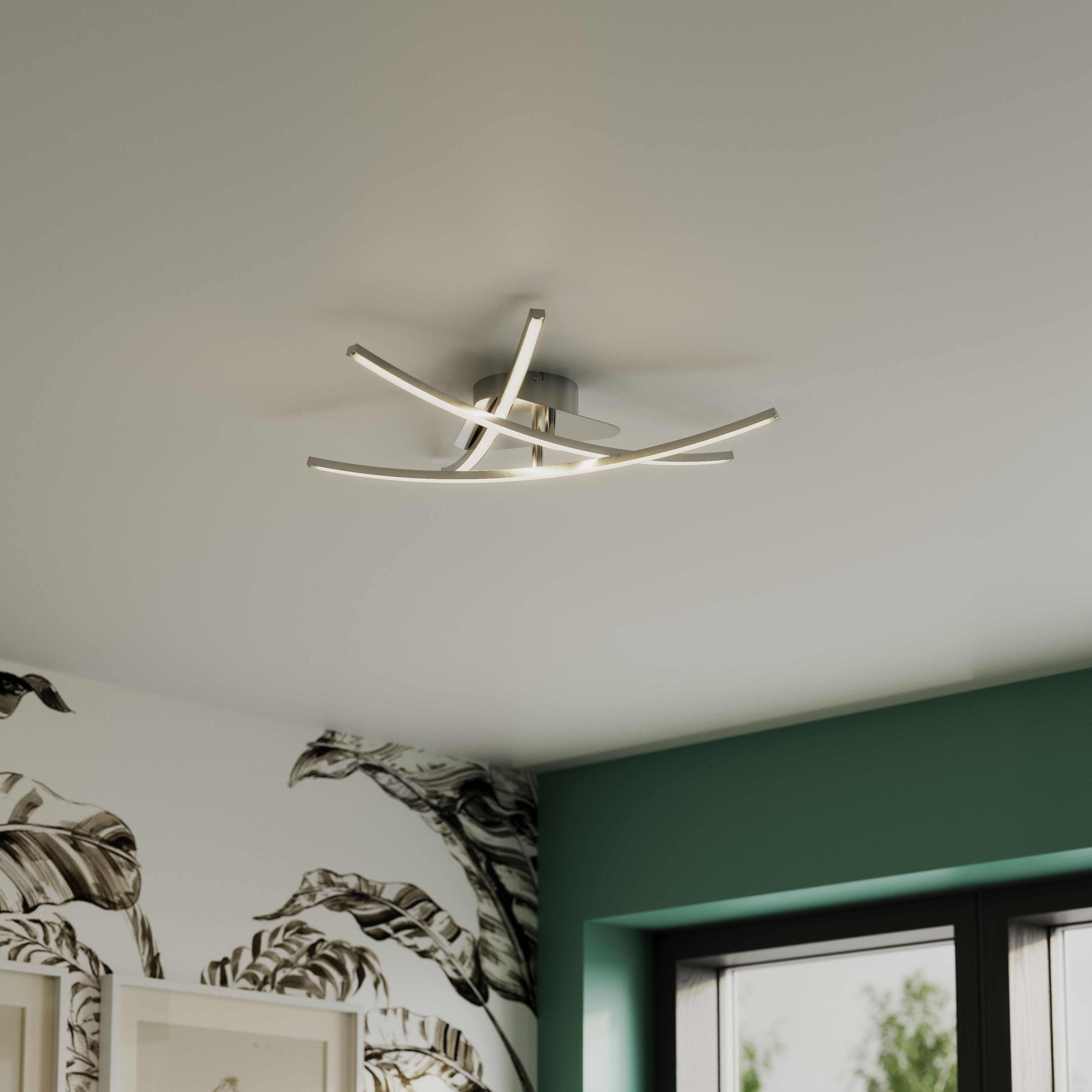 GoodHome Alani Brushed Chrome effect Ceiling light