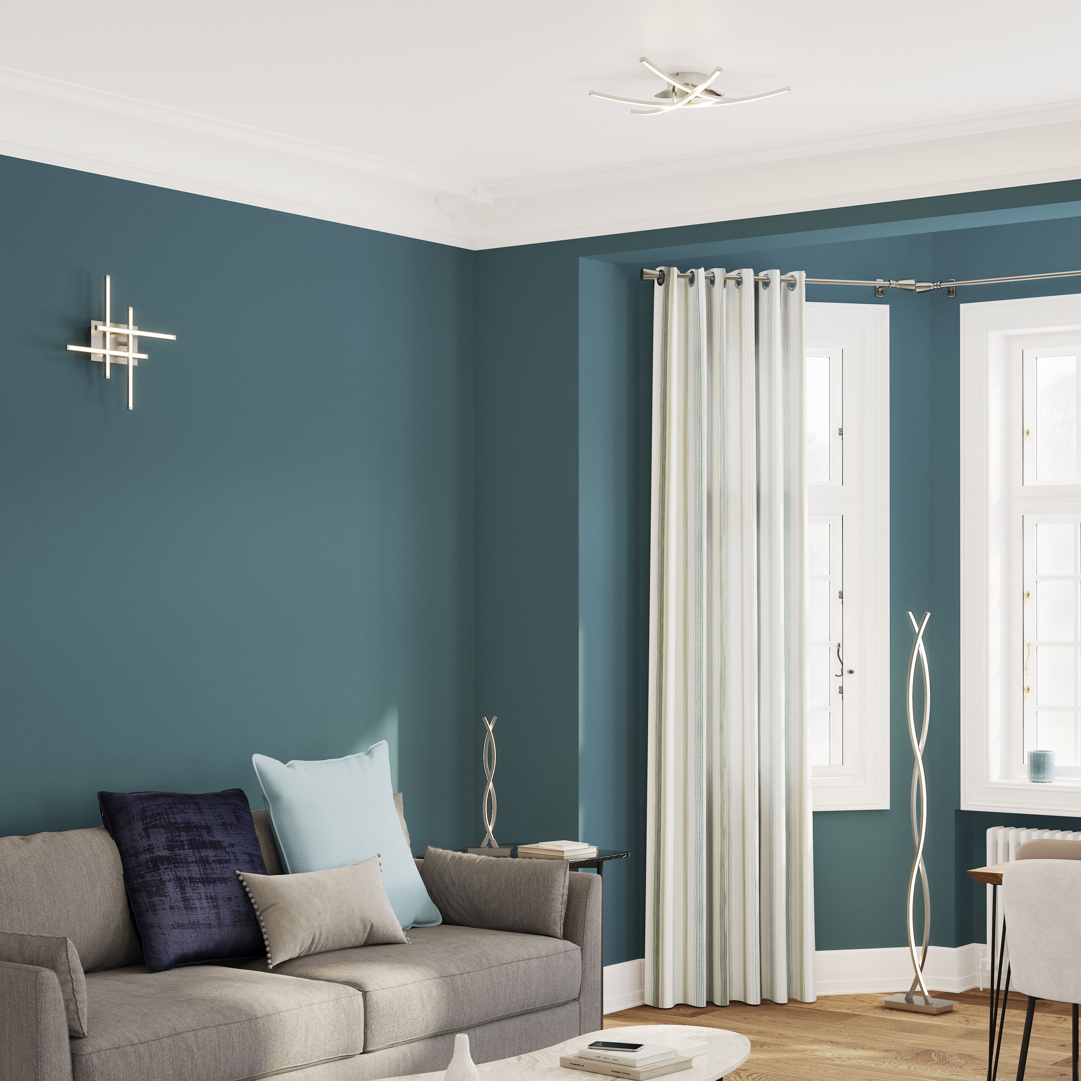GoodHome Alani Brushed Chrome effect Ceiling light