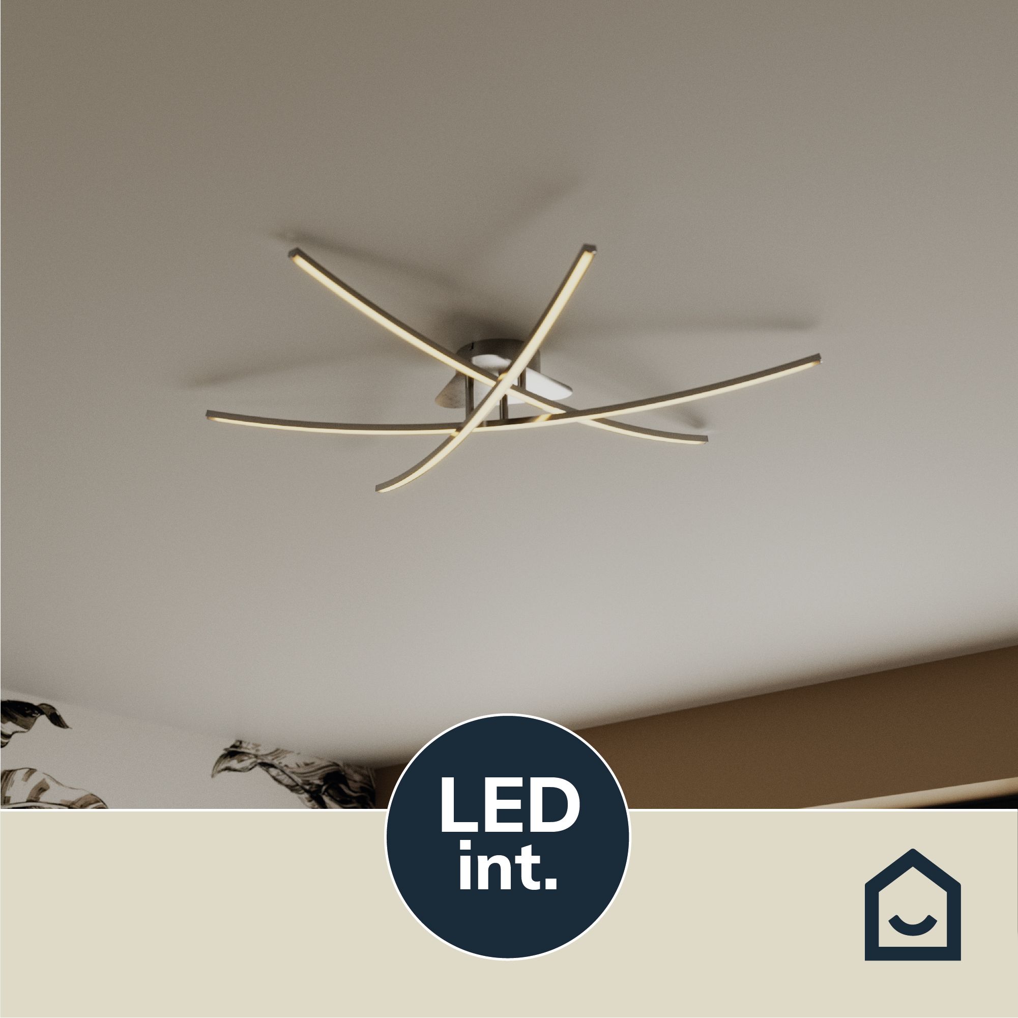 GoodHome Alani Metal & plastic Chrome effect LED Ceiling light