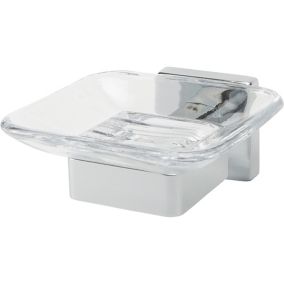 GoodHome Alessano Chrome effect Glass & steel Soap dish