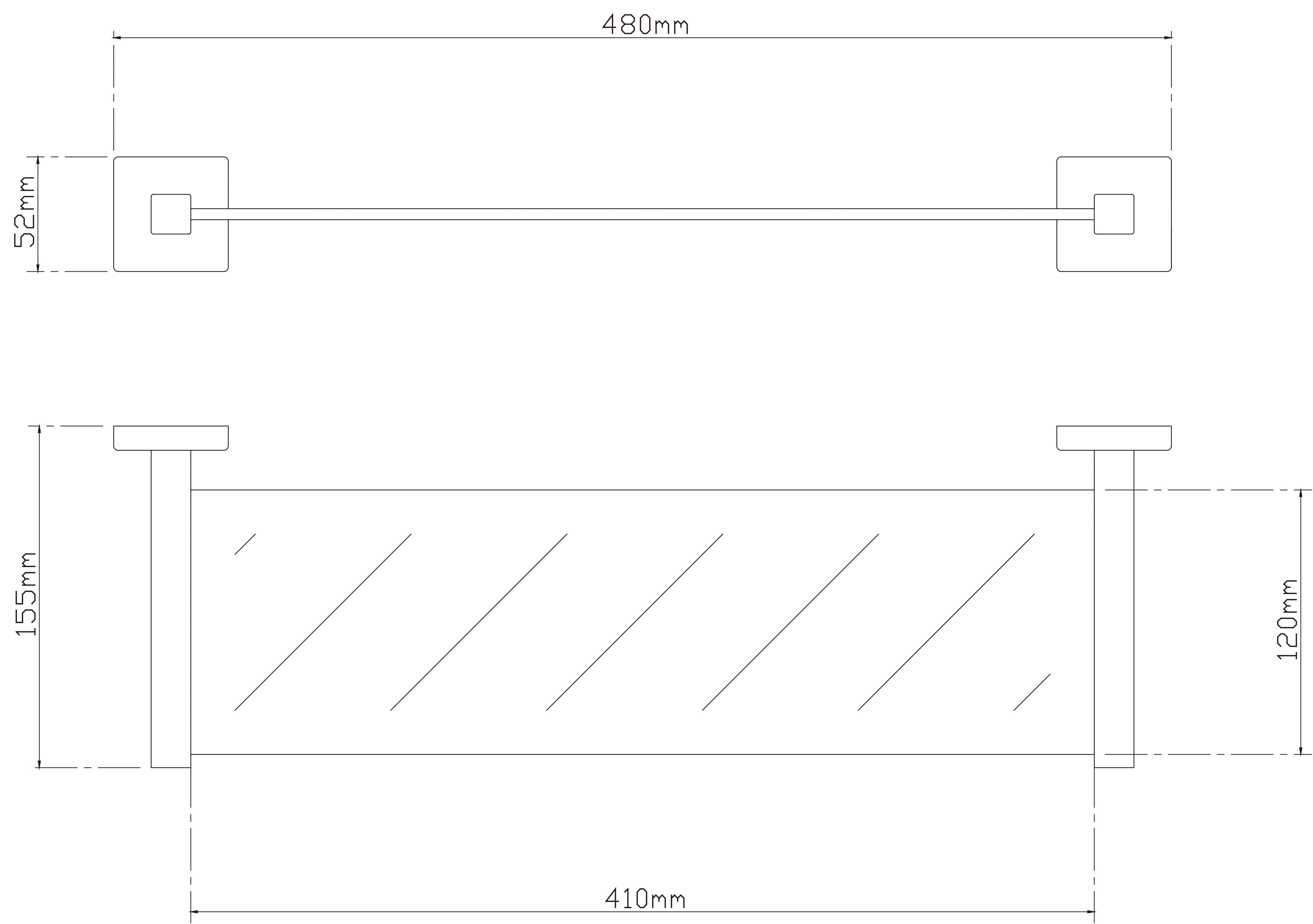 GoodHome Alessano Glass Shelf (L)48cm x (D)15.5cm