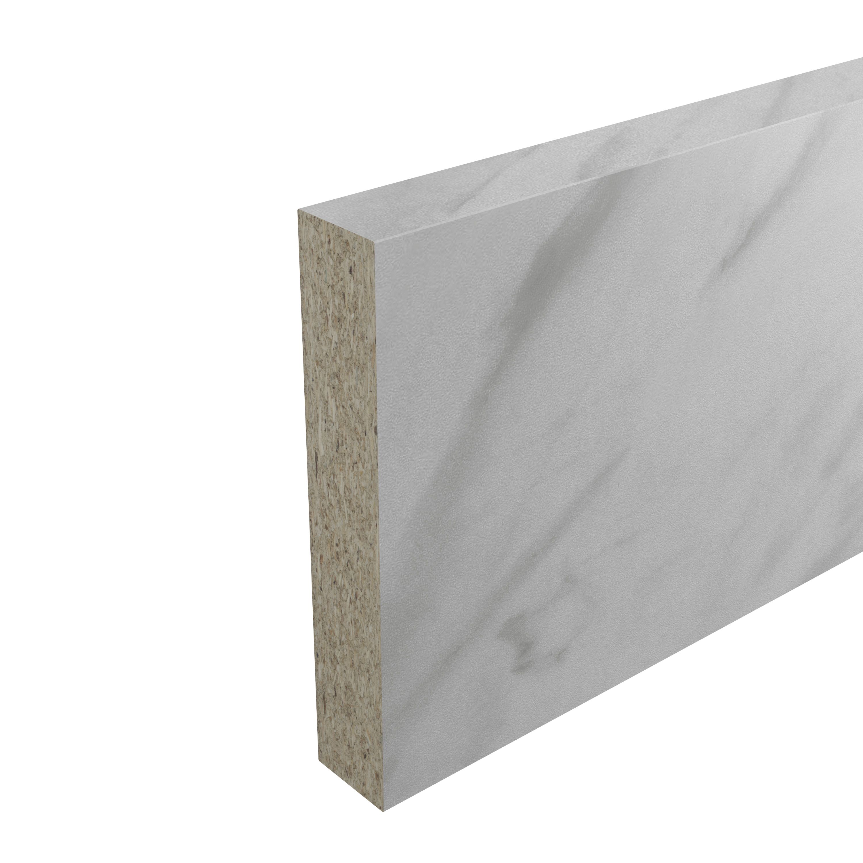 GoodHome Algiata White Marble effect Laminate & particle board Upstand (L)3000mm