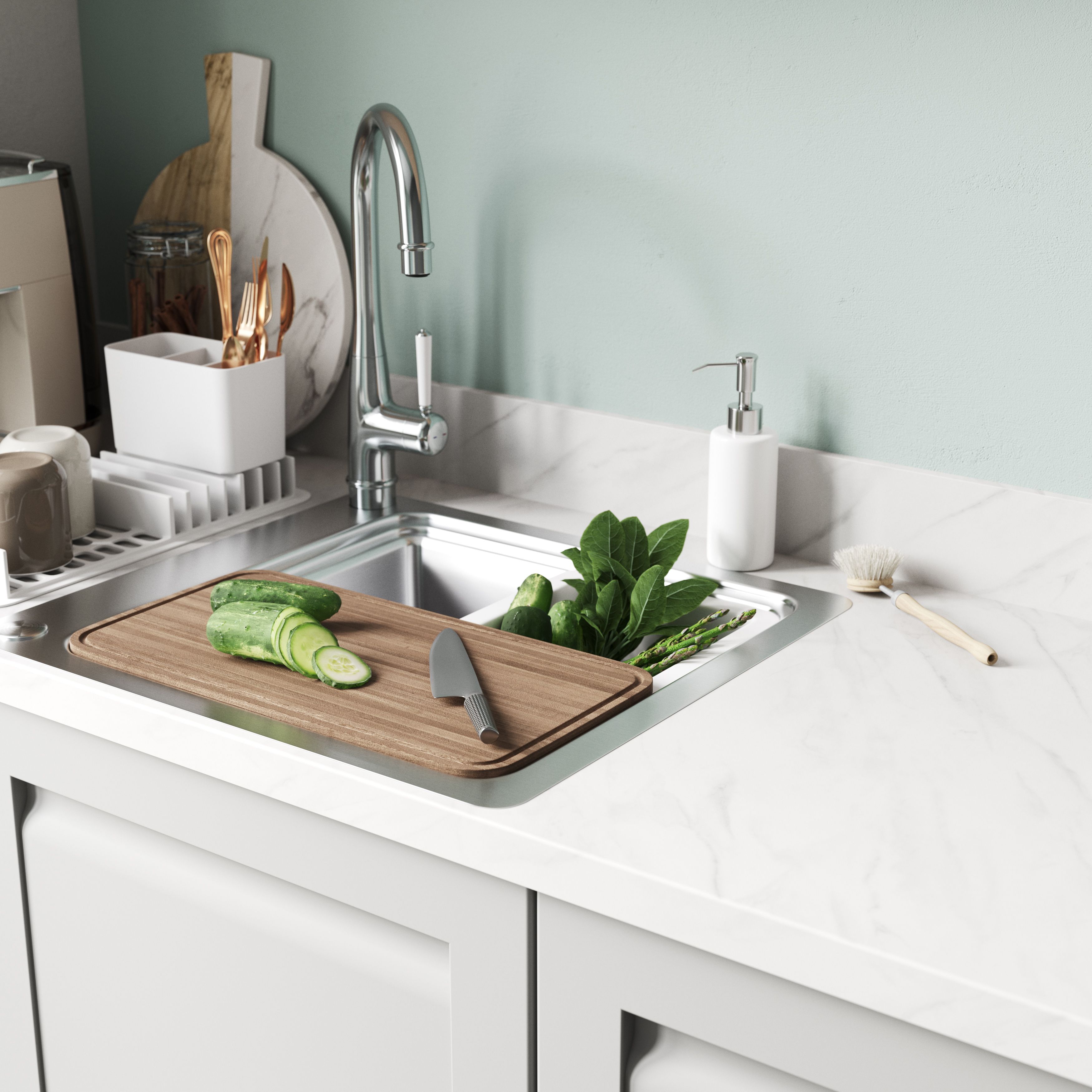 GoodHome Algiata White Marble effect Laminate & particle board Upstand (L)3000mm