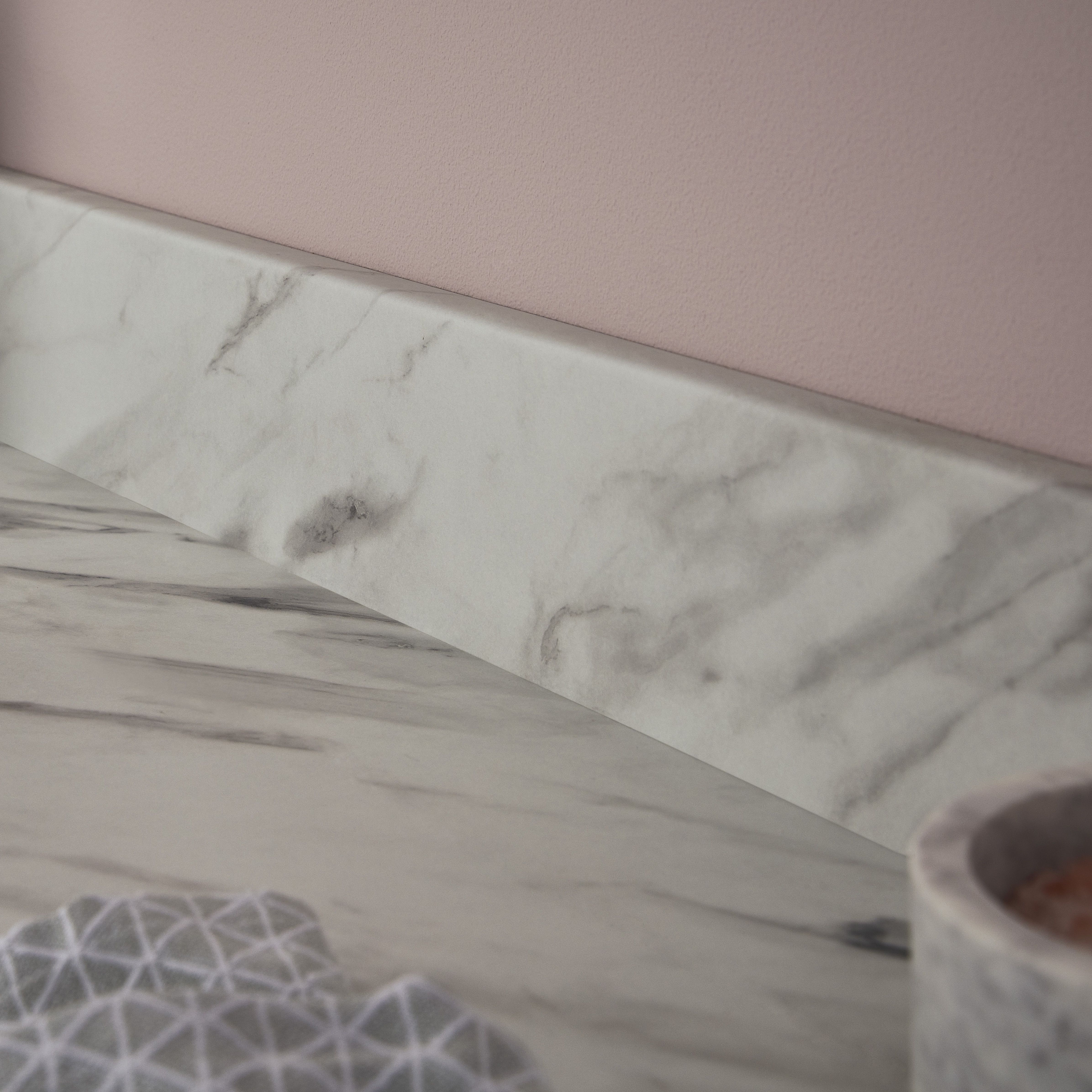 GoodHome Algiata White Marble effect Laminate & particle board Upstand (L)3000mm