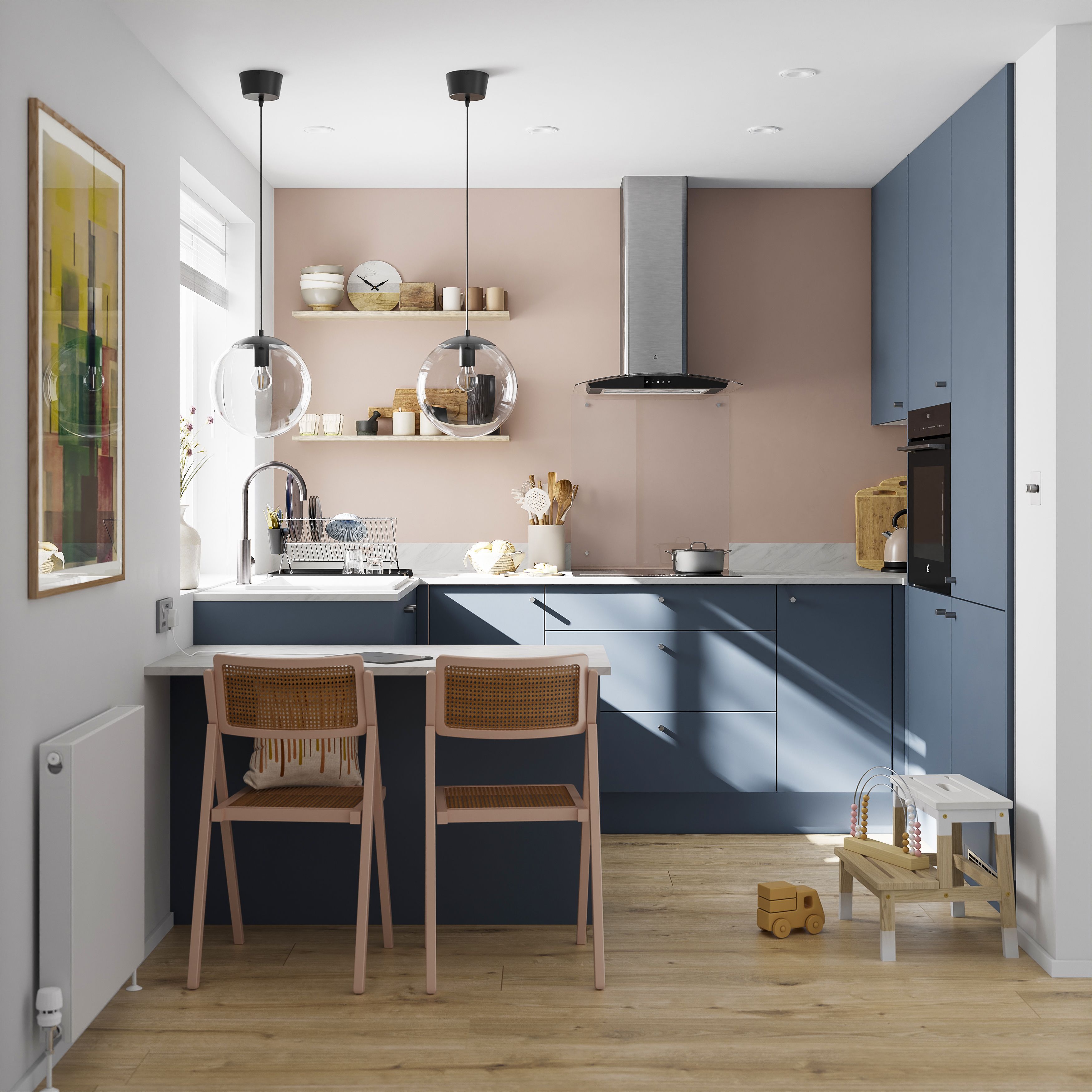 GoodHome Algiata White Marble effect Laminate & particle board Upstand (L)3000mm
