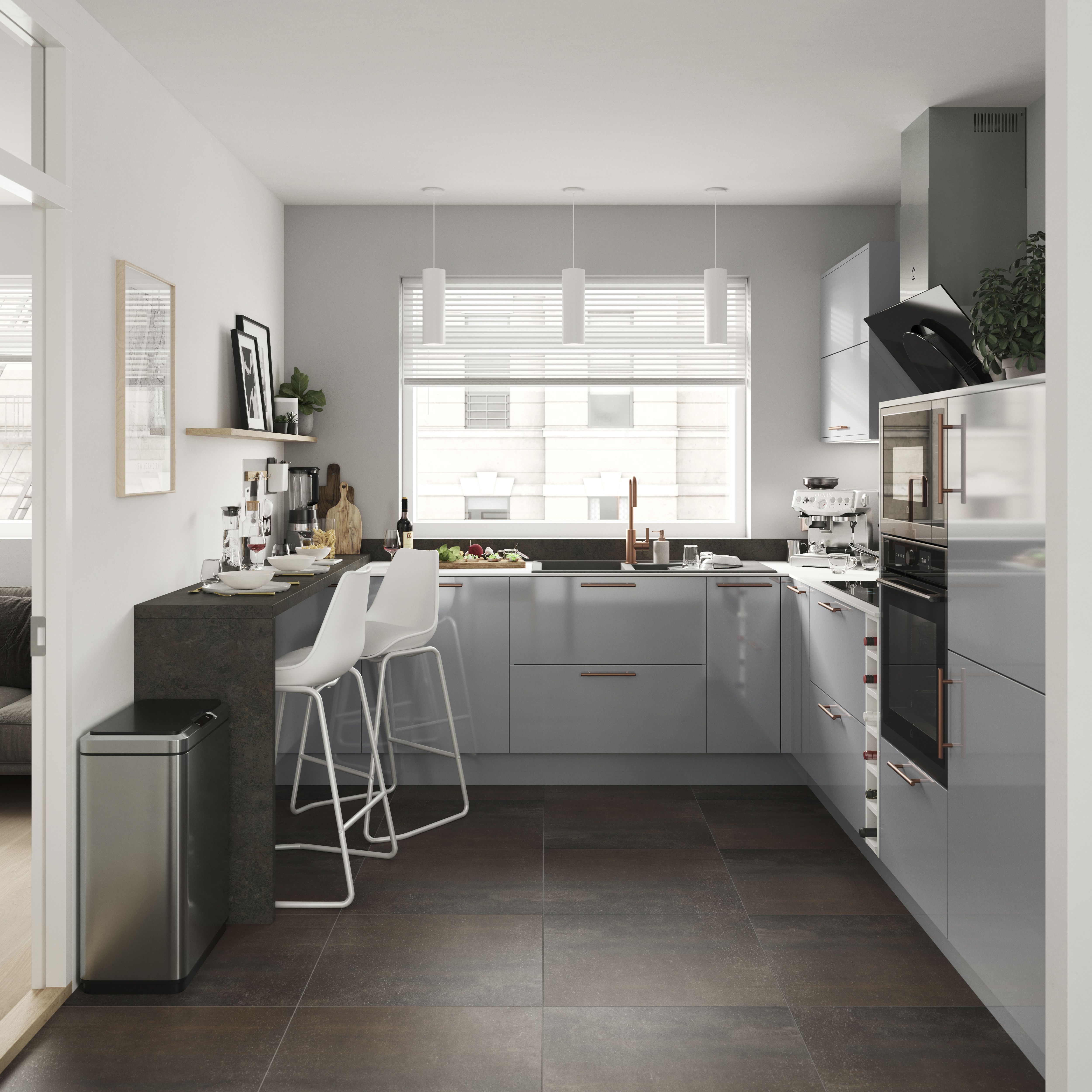 GoodHome Alisma Grey Square edge Plinth, (L)2400mm